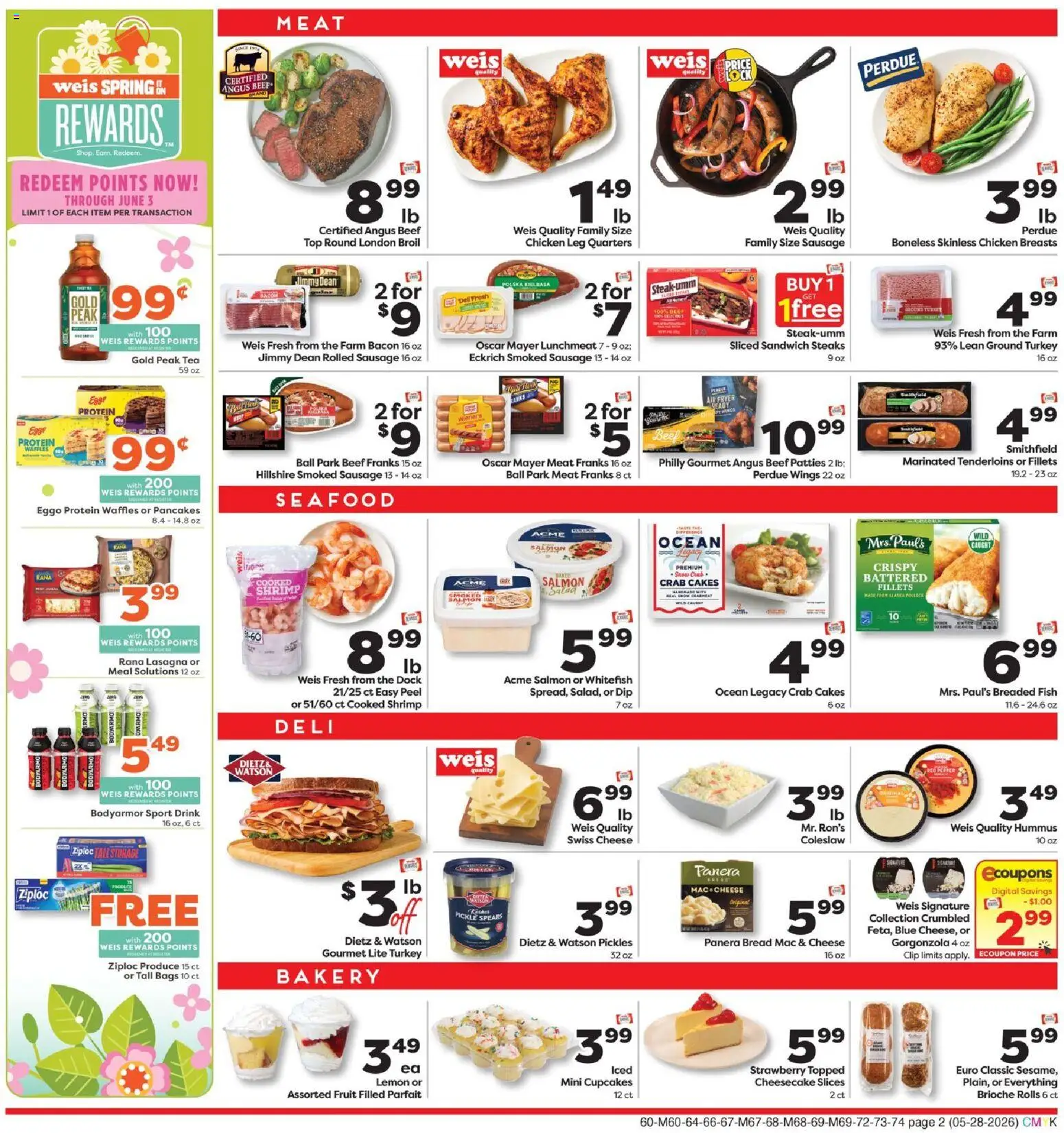 Weis Weekly Circular - PA - valid from 28.05.2026 | Page: 2 | Products: Clip, Cheese, Bread, Sausage