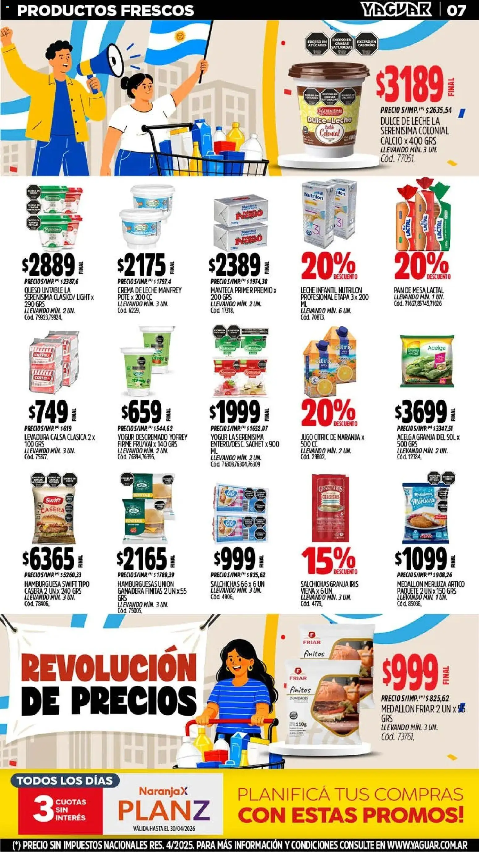 Yaguar - Oferta Semanal Córdoba │ válido desde el 25.05.2026 | Página: 7 | Productos: Leche, Manteca, Queso, Pan