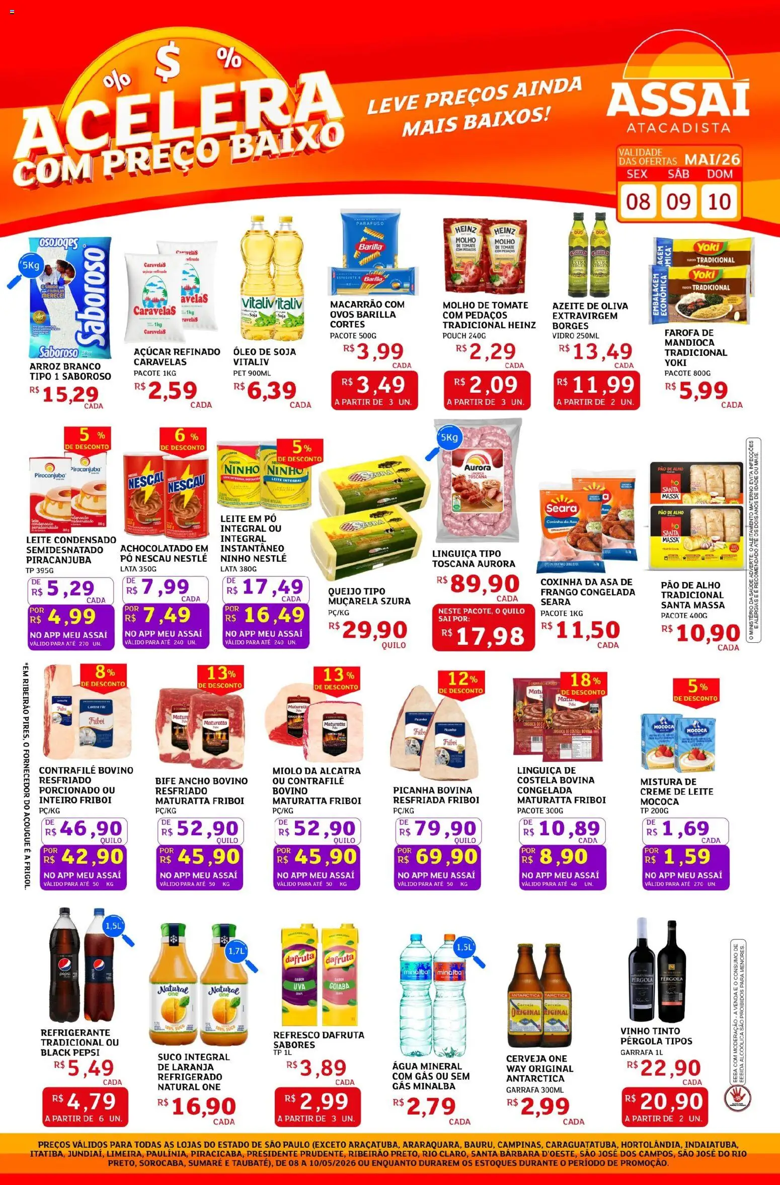 Assaí Atacadista Folheto - válido de 08.05.2026 | Página: 1 | Produtos: Goiaba, Achocolatado, Picanha, Pão