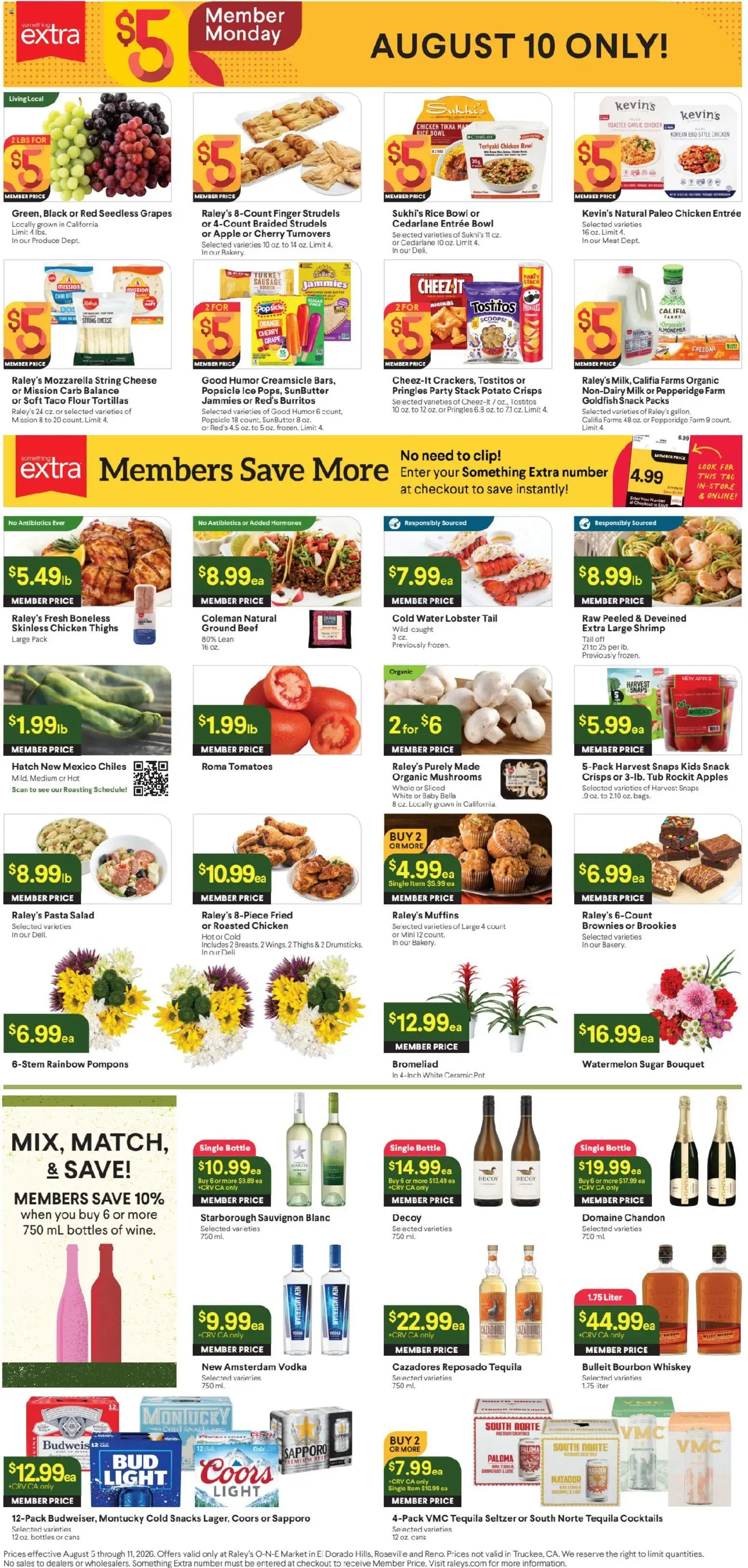 Raley's Ad - valid from 08/05/2026 | Page: 3 | Products: Cheese, Bourbon, Salad, Grapefruit