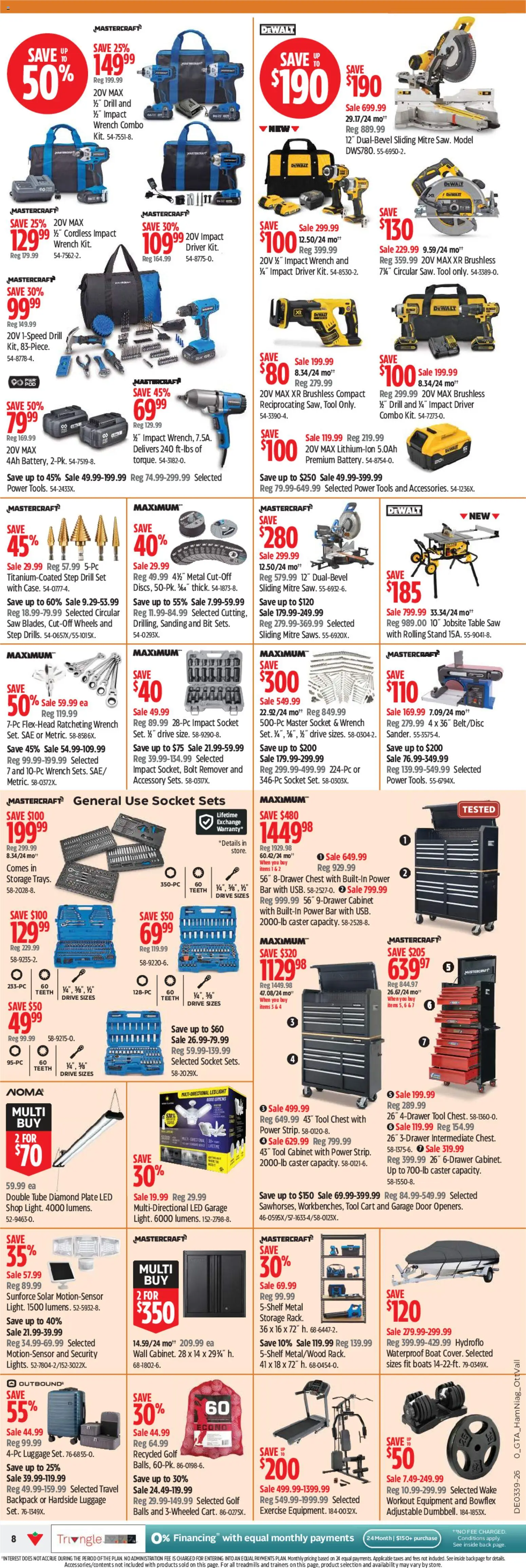 Canadian Tire flyer valid from Sep 24, 2026 | Page: 8 | Products: Backpack, Table, Socket, Cabinet
