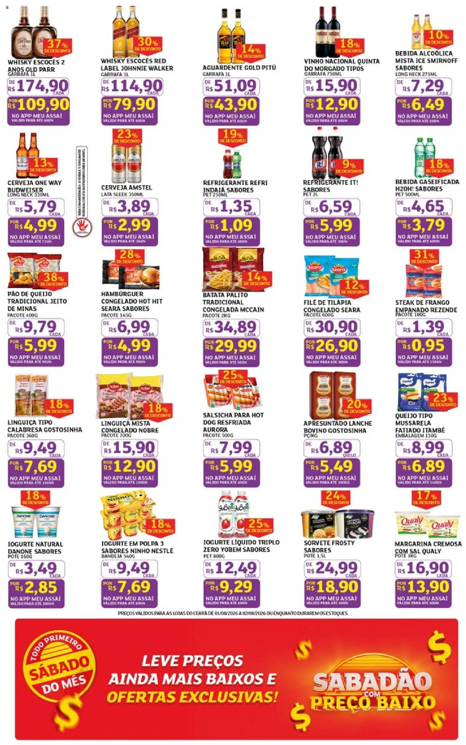 Assaí Atacadista Folheto - válido de 01/08/2026 | Página: 3 | Produtos: Salsicha, Linguiça, Iogurte, Cerveja