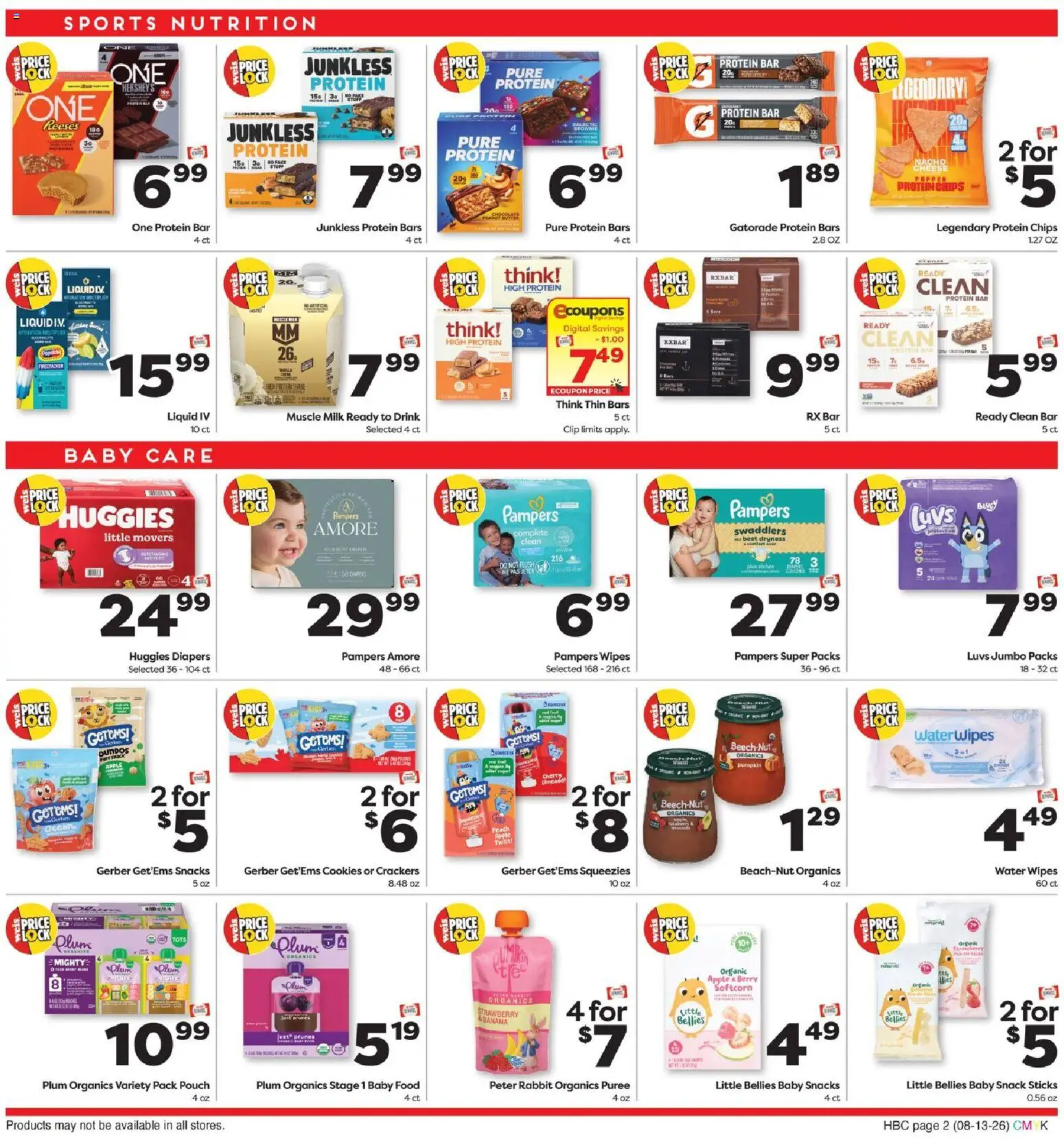 Weis Health & Home - valid from 08/13/2026 | Page: 2 | Products: Diapers, Clip, Butter, Cookies