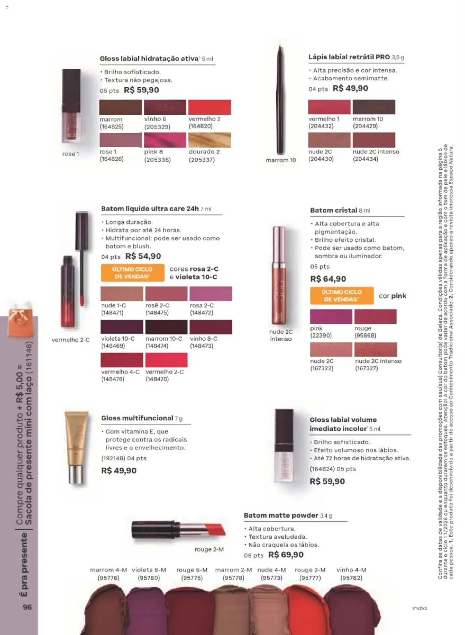 Natura Folheto - válido de 29/06/2026 | Página: 96 | Produtos: Gloss labial, Multifuncional, Revista, Vinho