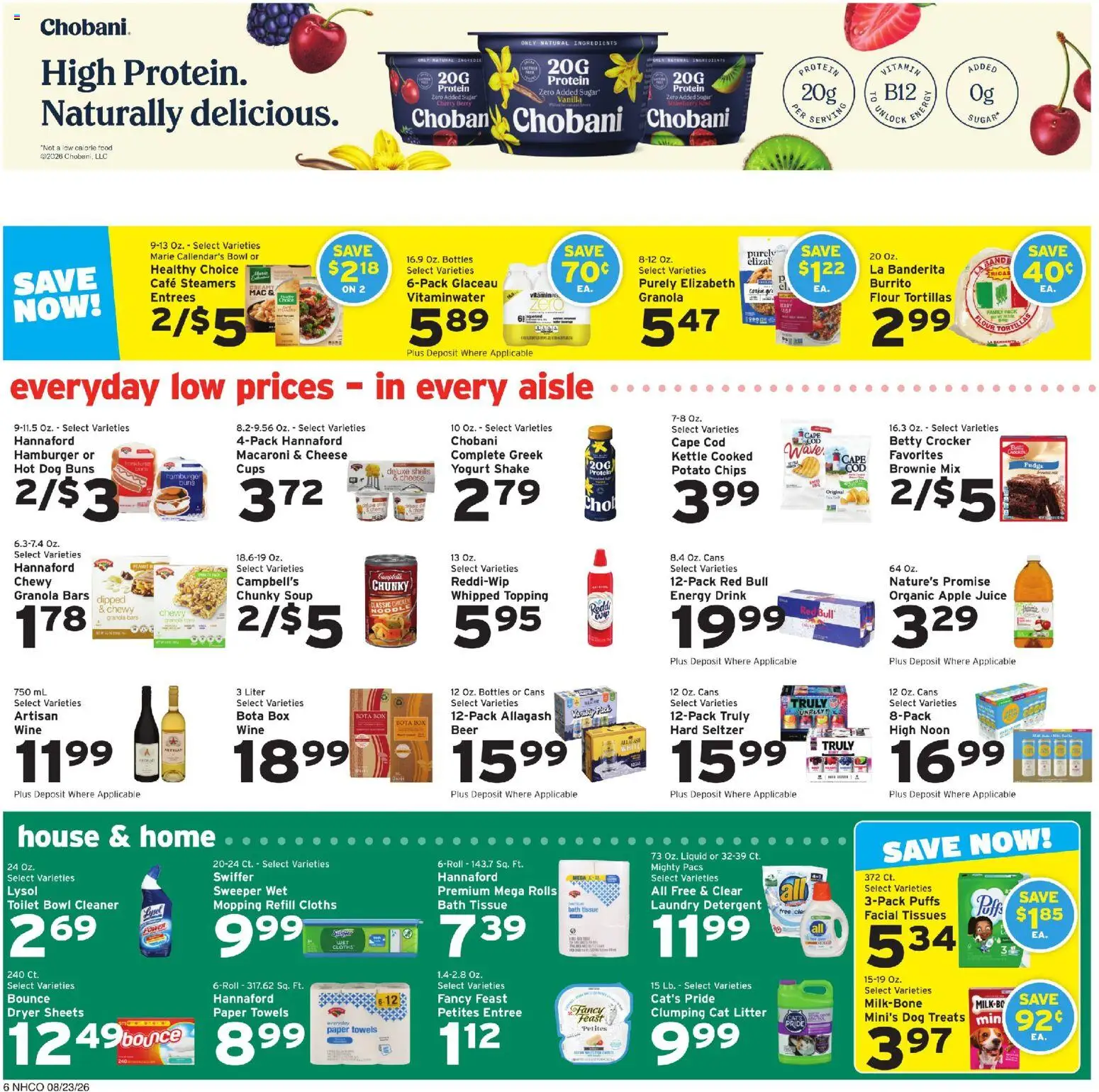 Hannaford Weekly Ad - valid from 08/23/2026 | Page: 6 | Products: Box, Hamburger, Wine, Energy drink