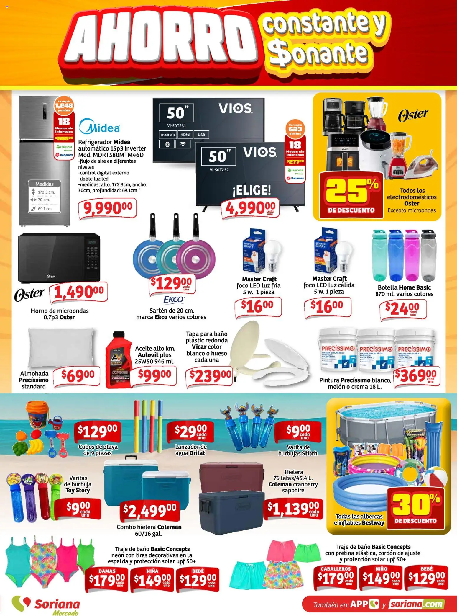 Nuevas ofertas de Soriana válidas en toda la República Mexicana desde el 31/07/2026. ¡Encuentra las mejores ofertas en Soriana Ahorro constante y sonante Mercado Nacional! | Página: 7 | Productos: Crema, Almohada, Botella, Baño