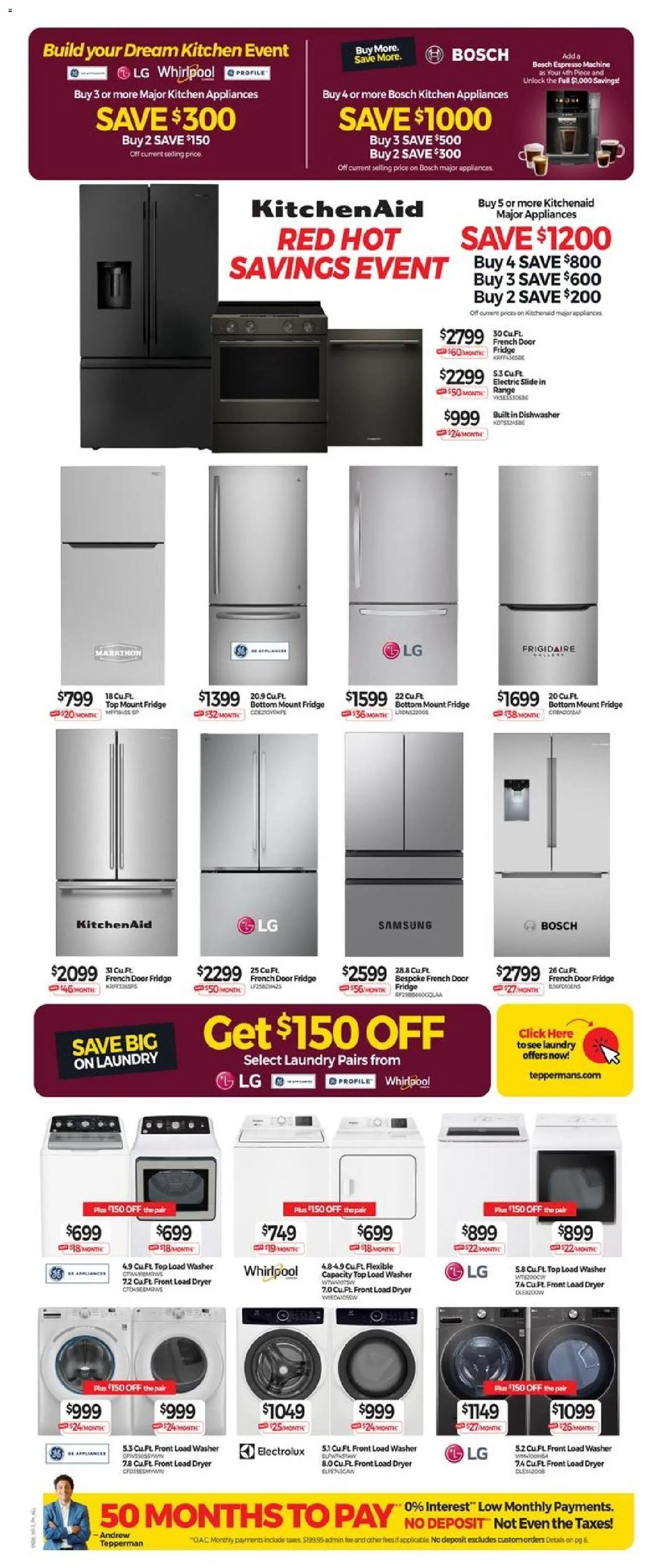 Tepperman's flyer valid from Aug 28, 2026 | Page: 2 | Products: Dryer, Dishwasher, Door