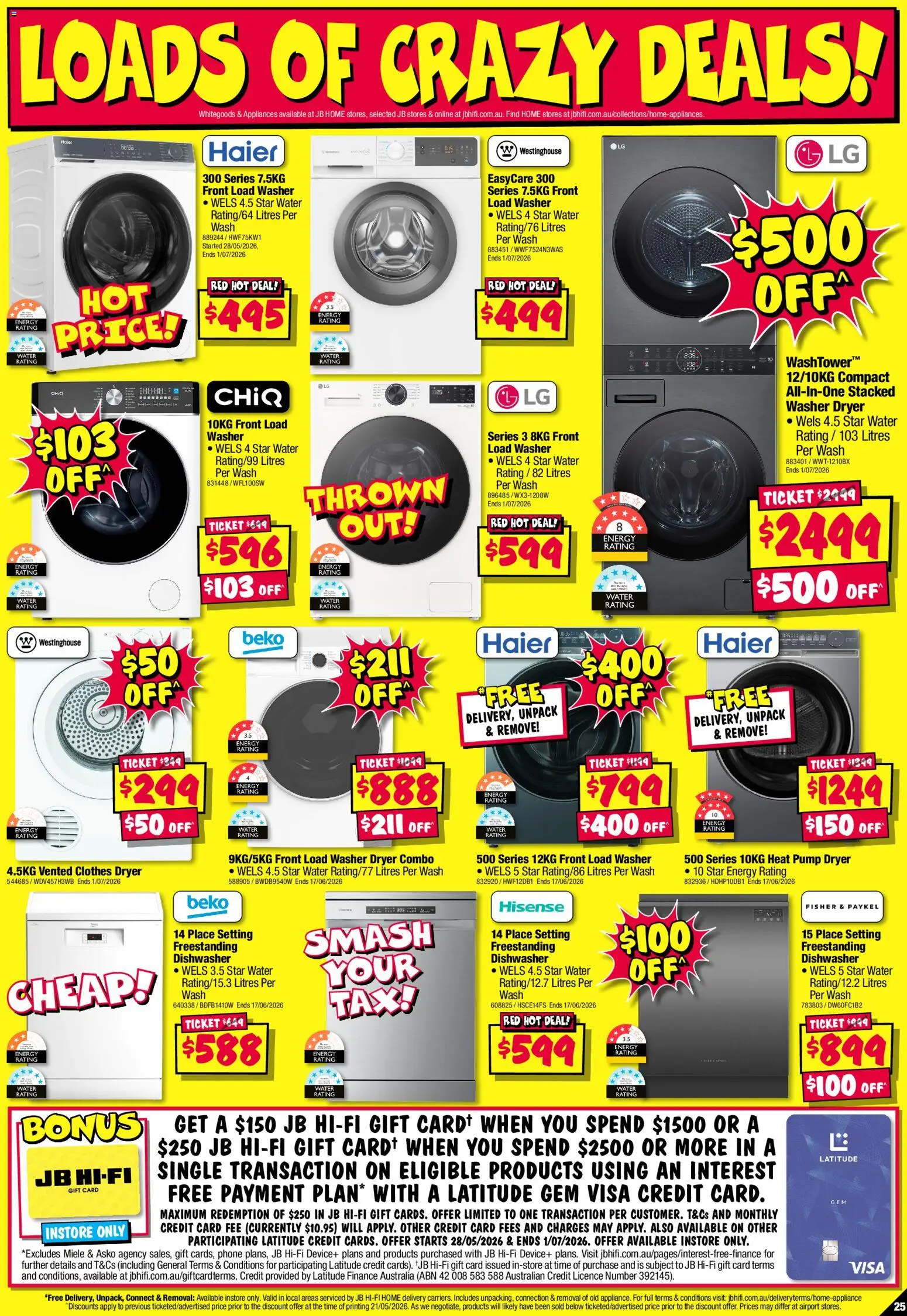 JB Hi-Fi catalogue - valid from 04.06.2026 | Page: 25 | Products: Gem, Water, Dryer, Dishwasher