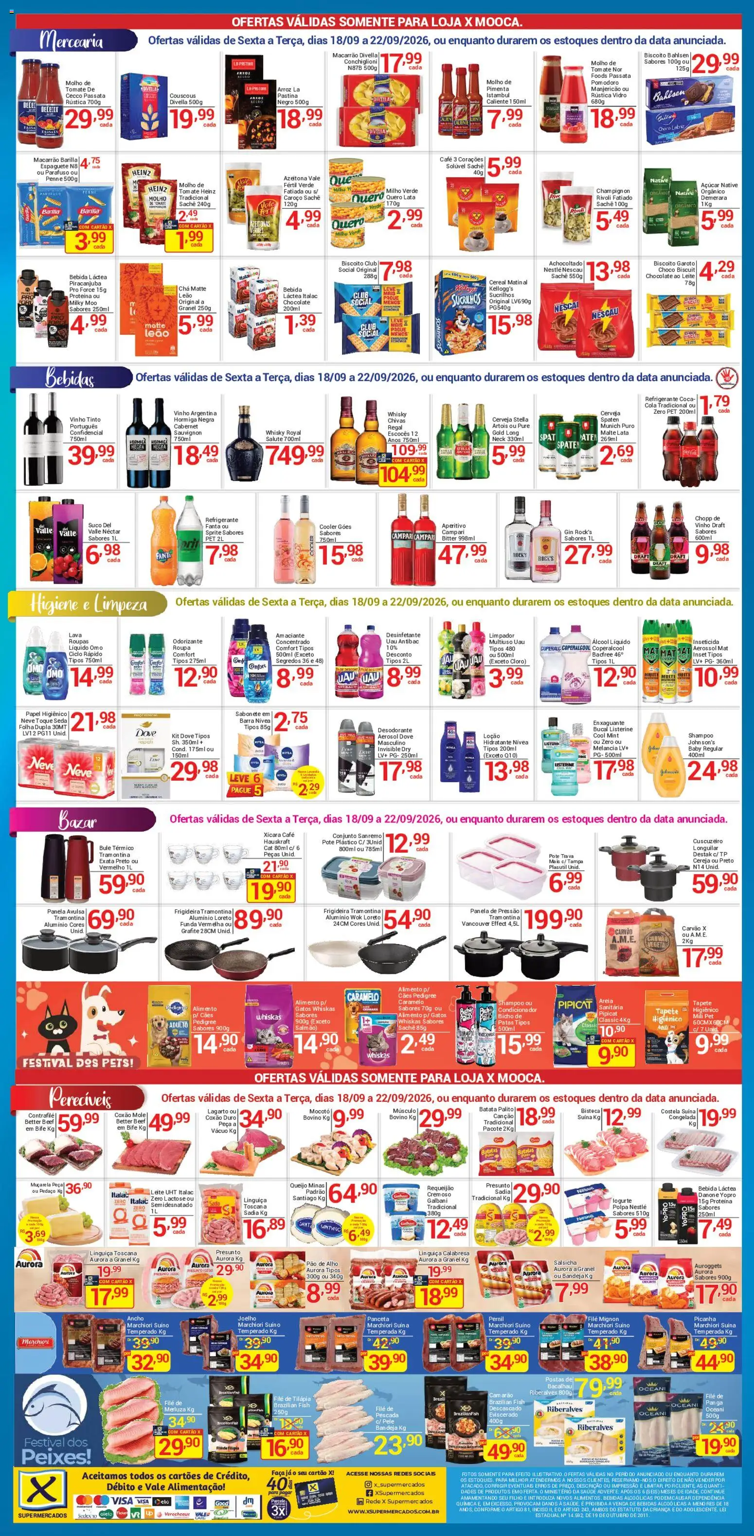 X Supermercados Folheto - válido de 18/09/2026 | Página: 2 | Produtos: Salsicha, Queijo, Vinho, Champignon