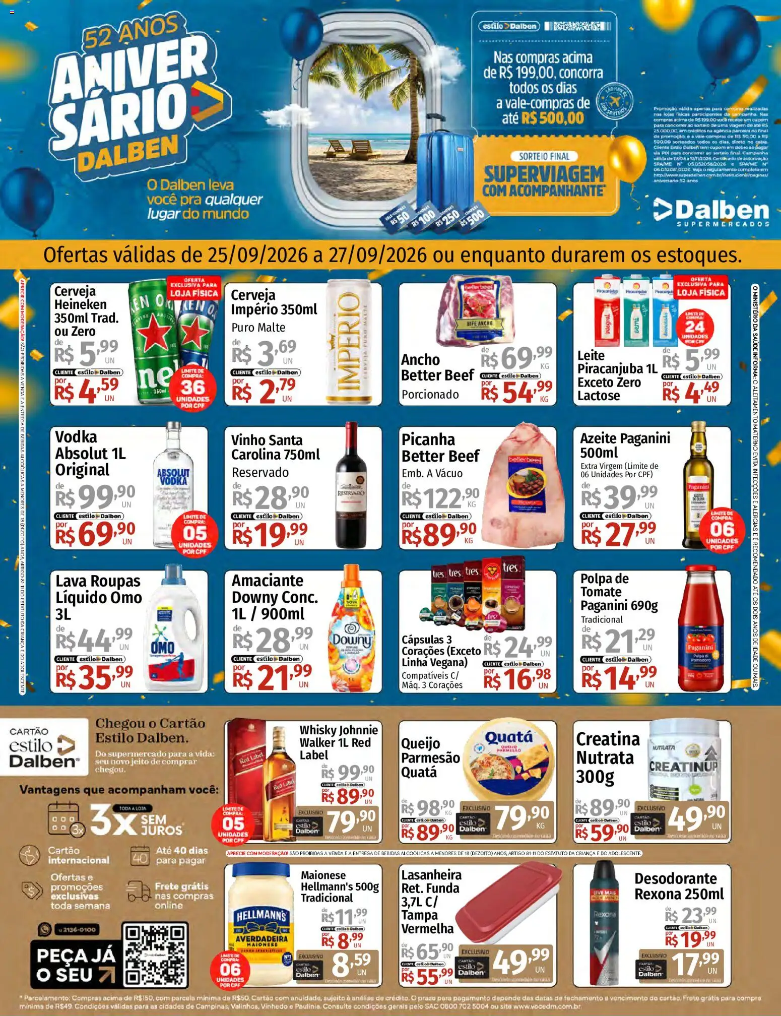 Supermercado Dalben Folheto - válido de 25/09/2026 | Página: 1 | Produtos: Creatina, Cápsulas, Cerveja, Vodka
