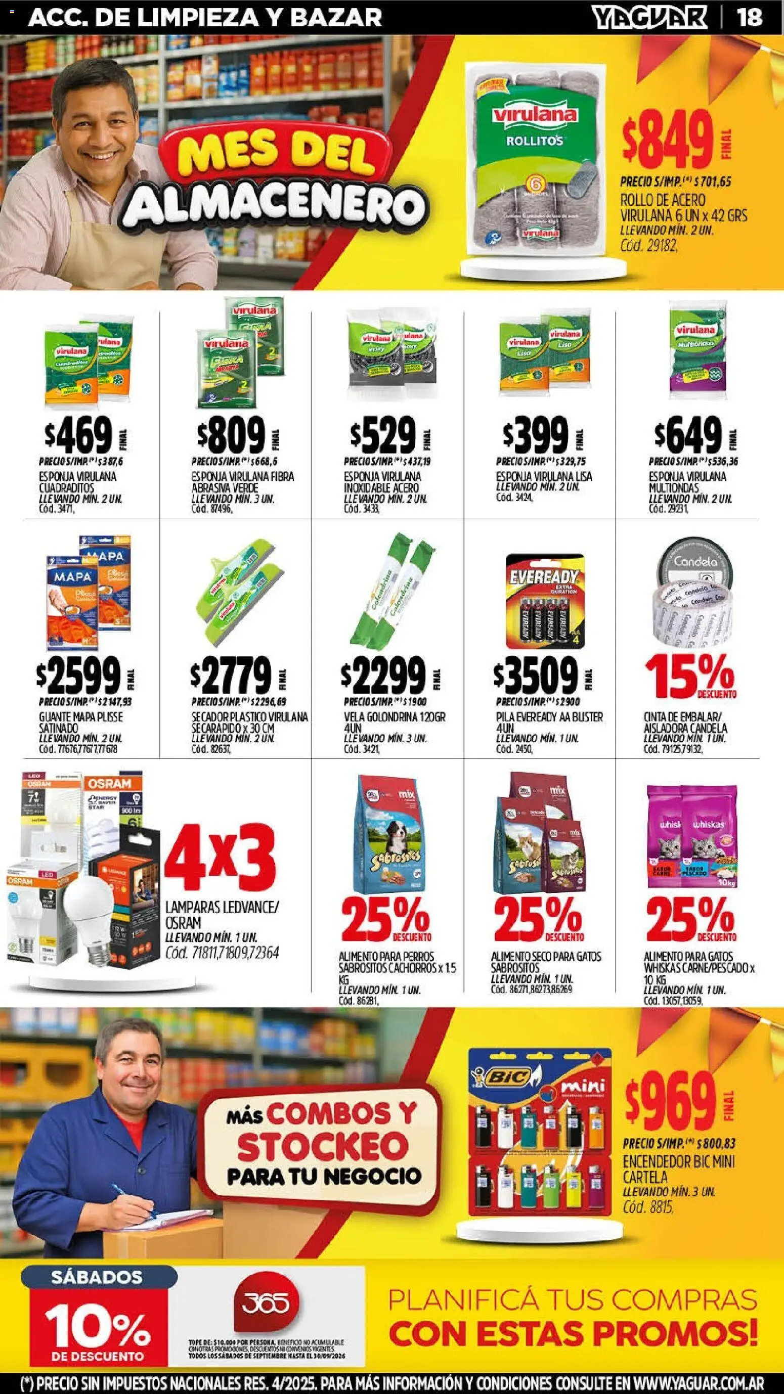 Yaguar - Oferta Semanal Mendoza │ válido desde el 14/09/2026 | Página: 18 | Productos: Vela, Encendedor, Guante, Lámparas