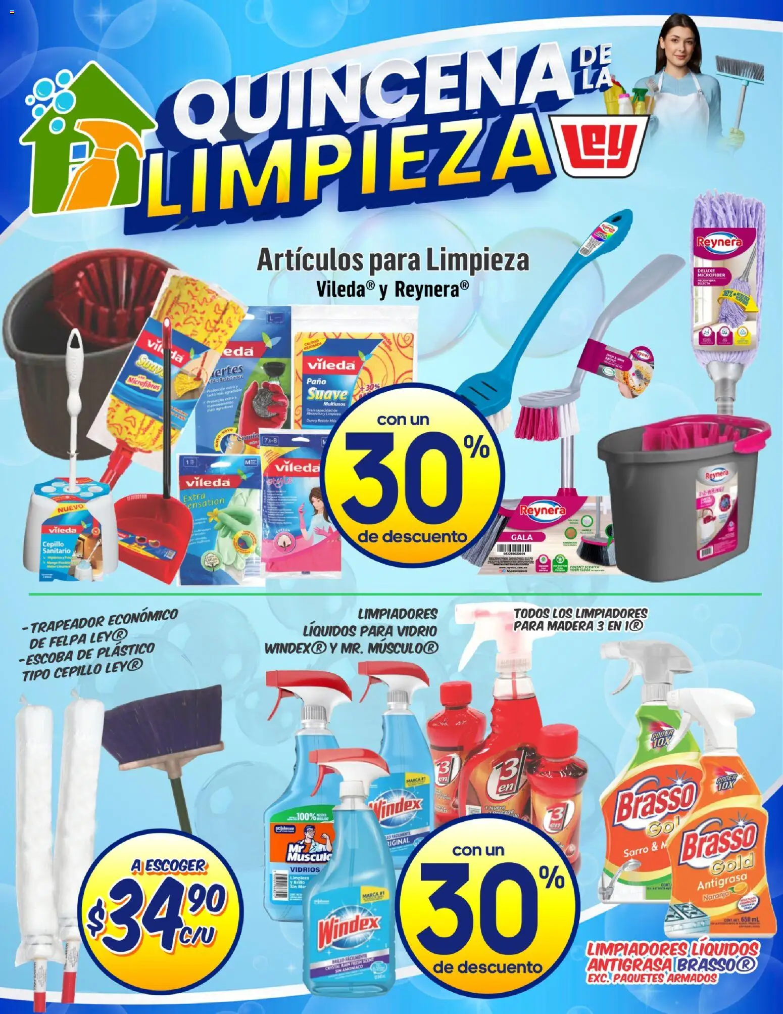 Nuevas ofertas de Casa Ley válidas en toda la República Mexicana desde el 30/06/2026. ¡Encuentra las mejores ofertas en Casa Ley folleto Quincena de la limpieza! | Página: 7 | Productos: Cepillo, Brillo, Escoba, Trapeador
