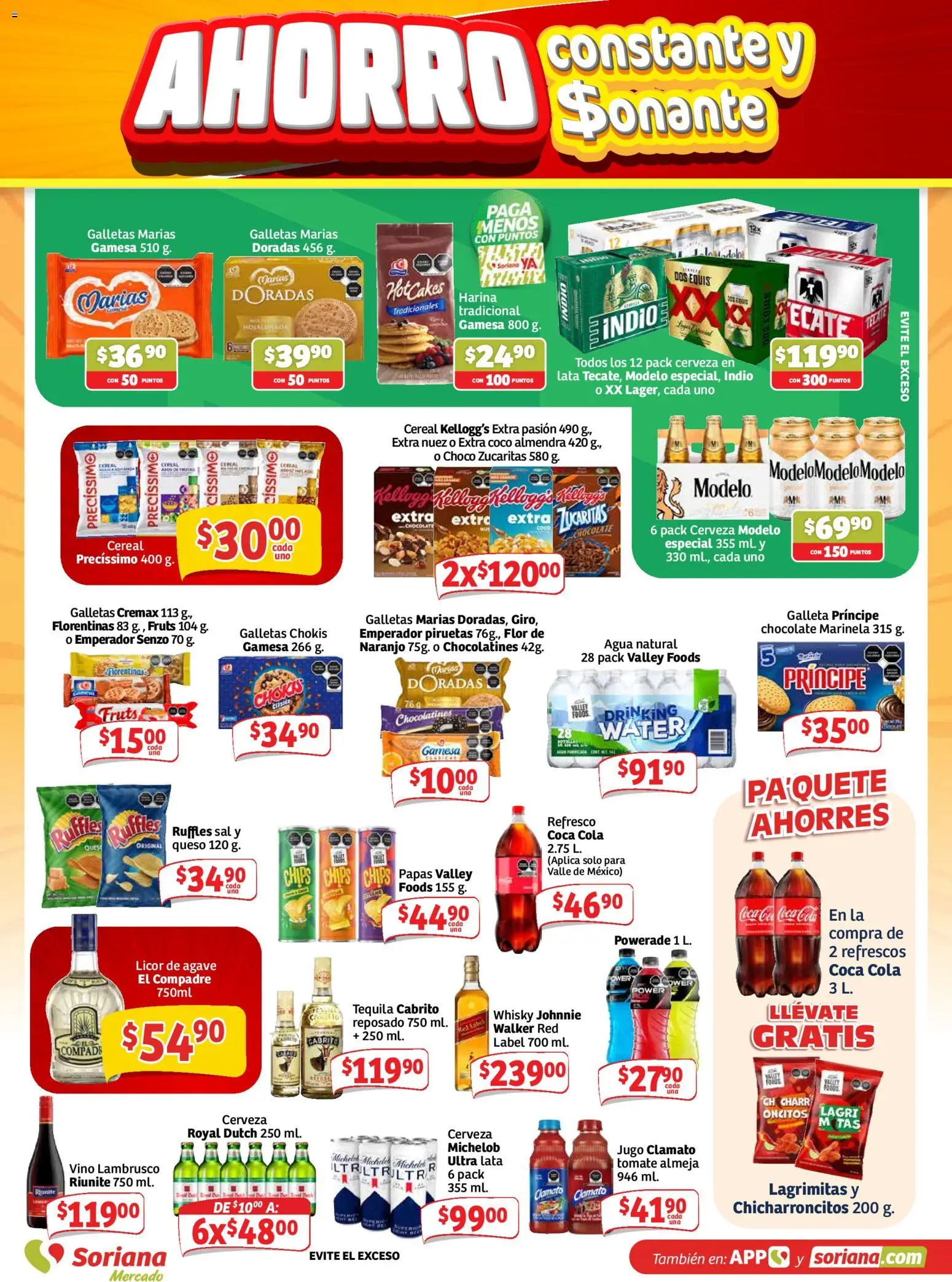 Nuevas ofertas de Soriana válidas en toda la República Mexicana desde el 31/07/2026. ¡Encuentra las mejores ofertas en Soriana Ahorro constante y sonante Mercado Nacional! | Página: 3 | Productos: Harina, Chocolate, Almendra, Tequila