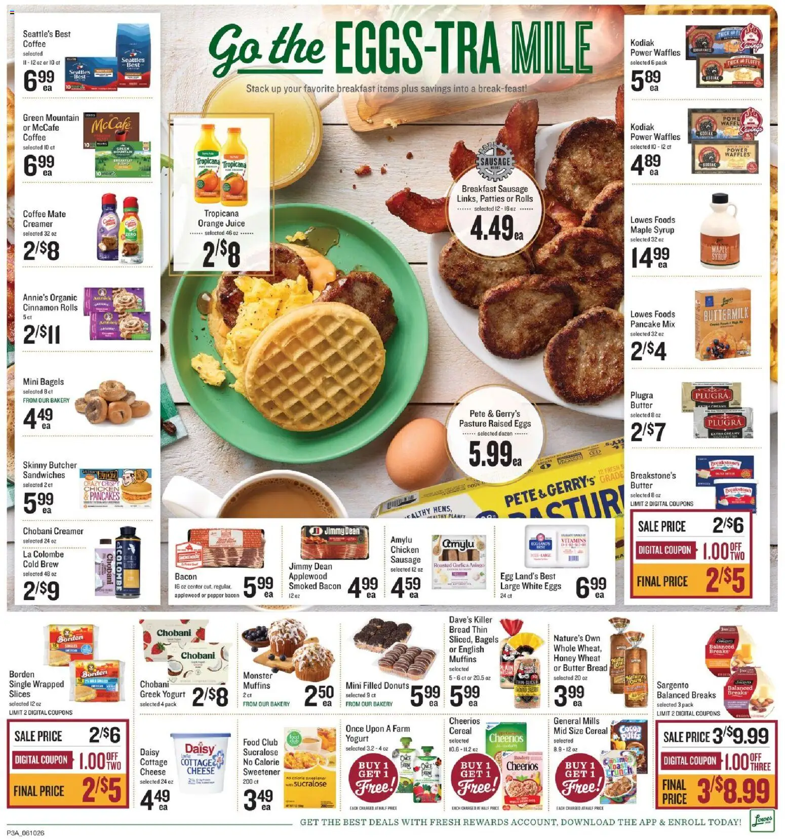 Lowes Foods Weekly Ad - valid from 10.06.2026 | Page: 3 | Products: Bakery, Butter, Cheese, Sausage