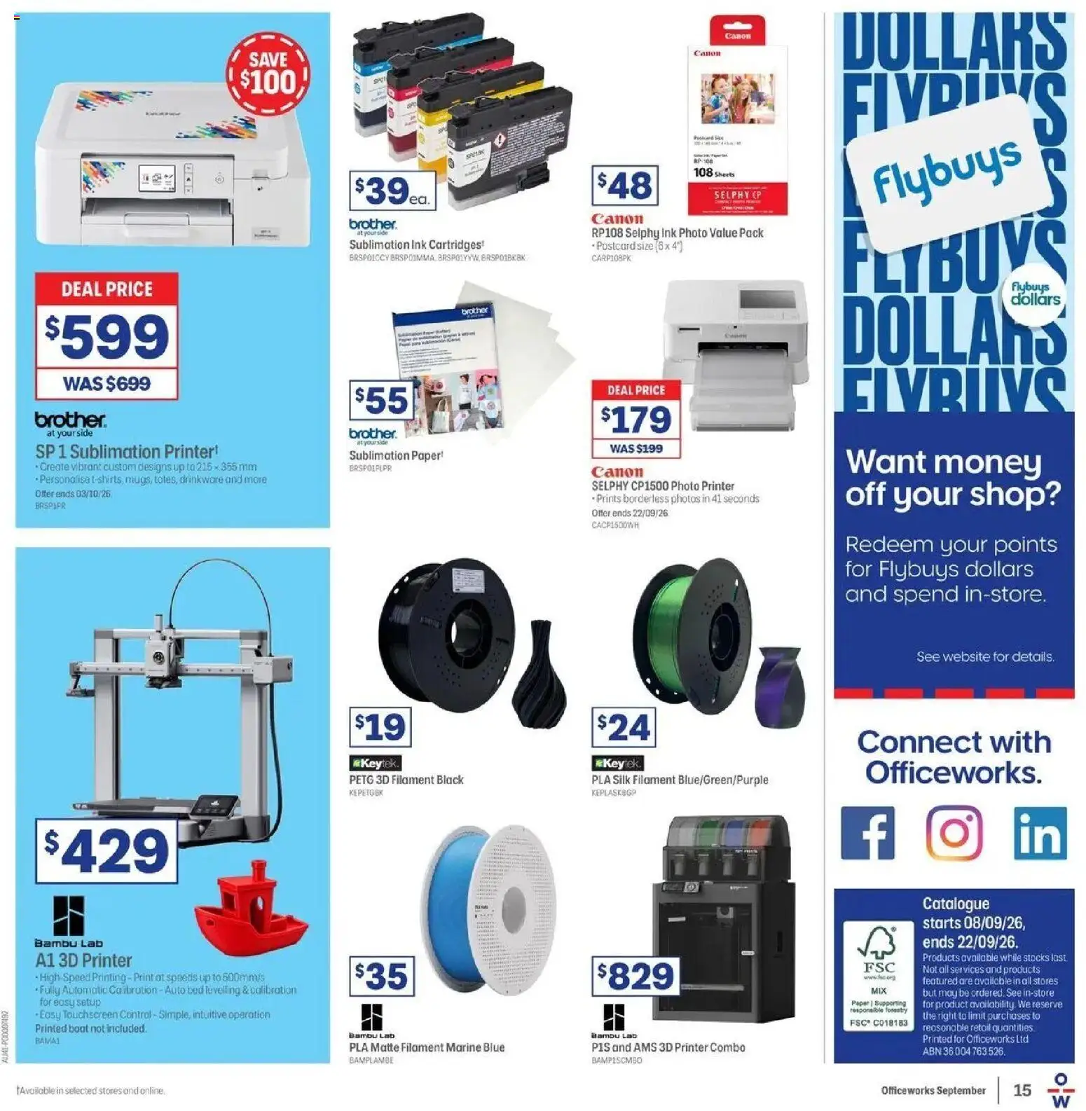 Officeworks Deals - 08/09/2026 > weekly / monthly specials | Page: 15 | Products: Printer, Bed