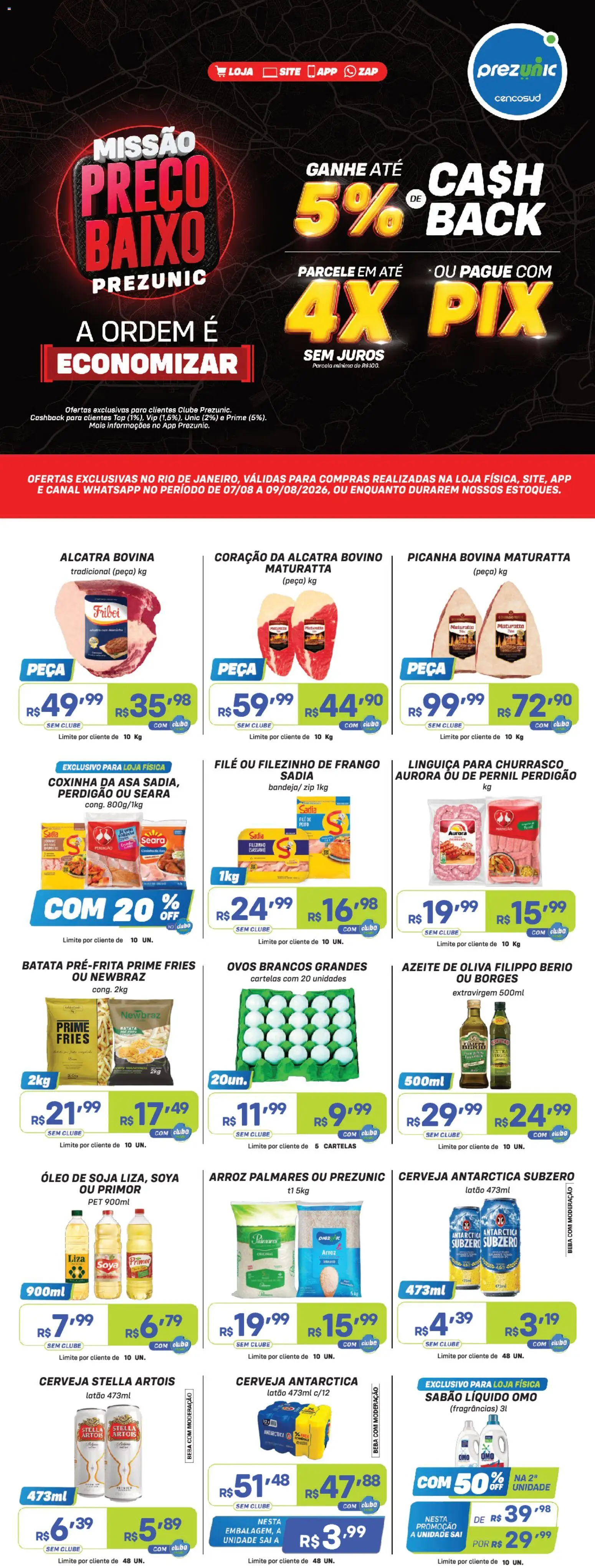 Prezunic Folheto - válido de 07/08/2026 | Página: 1 | Produtos: Picanha, Ovos, Frango, Azeite