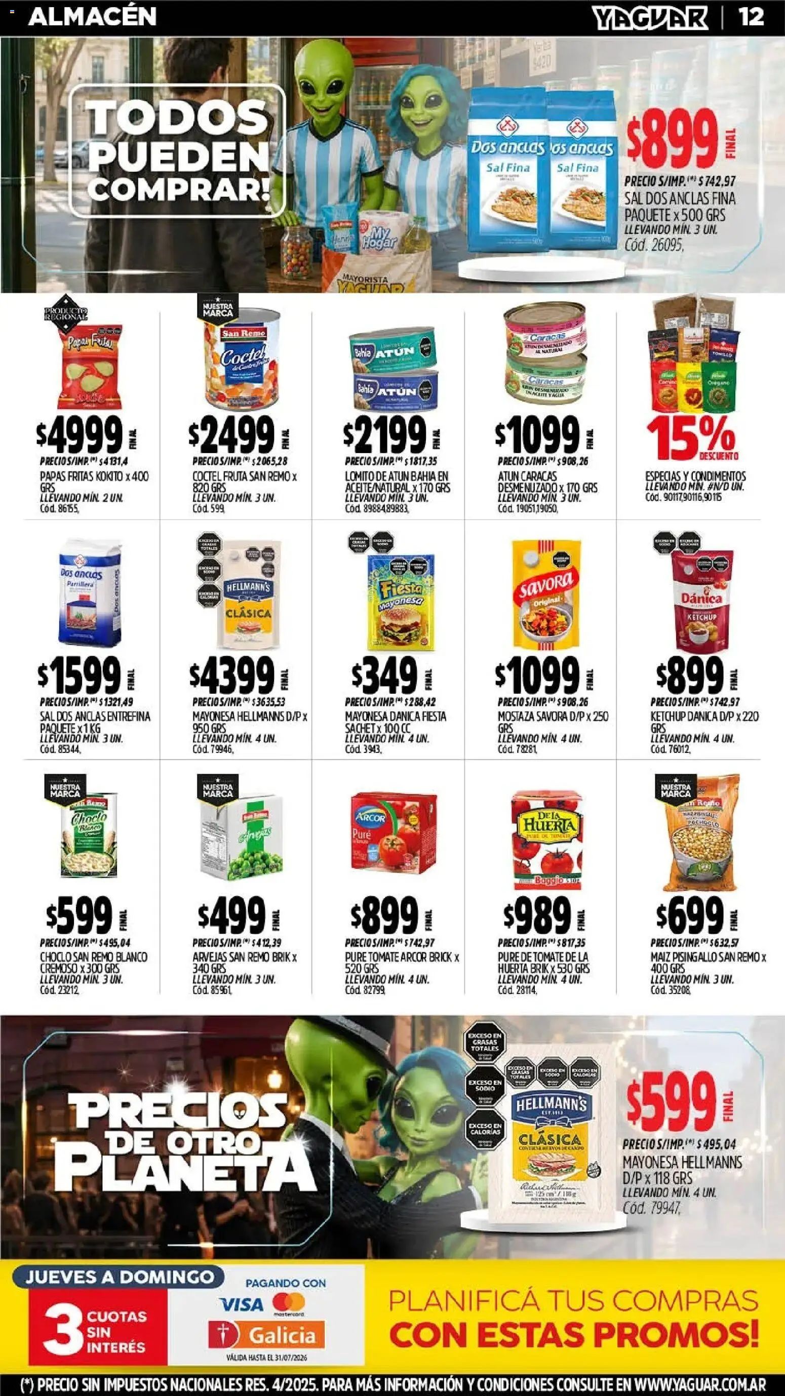 Yaguar - Oferta Semanal Trelew │ válido desde el 13/07/2026 | Página: 14 | Productos: Choclo, Mostaza, Tomate, Papas fritas
