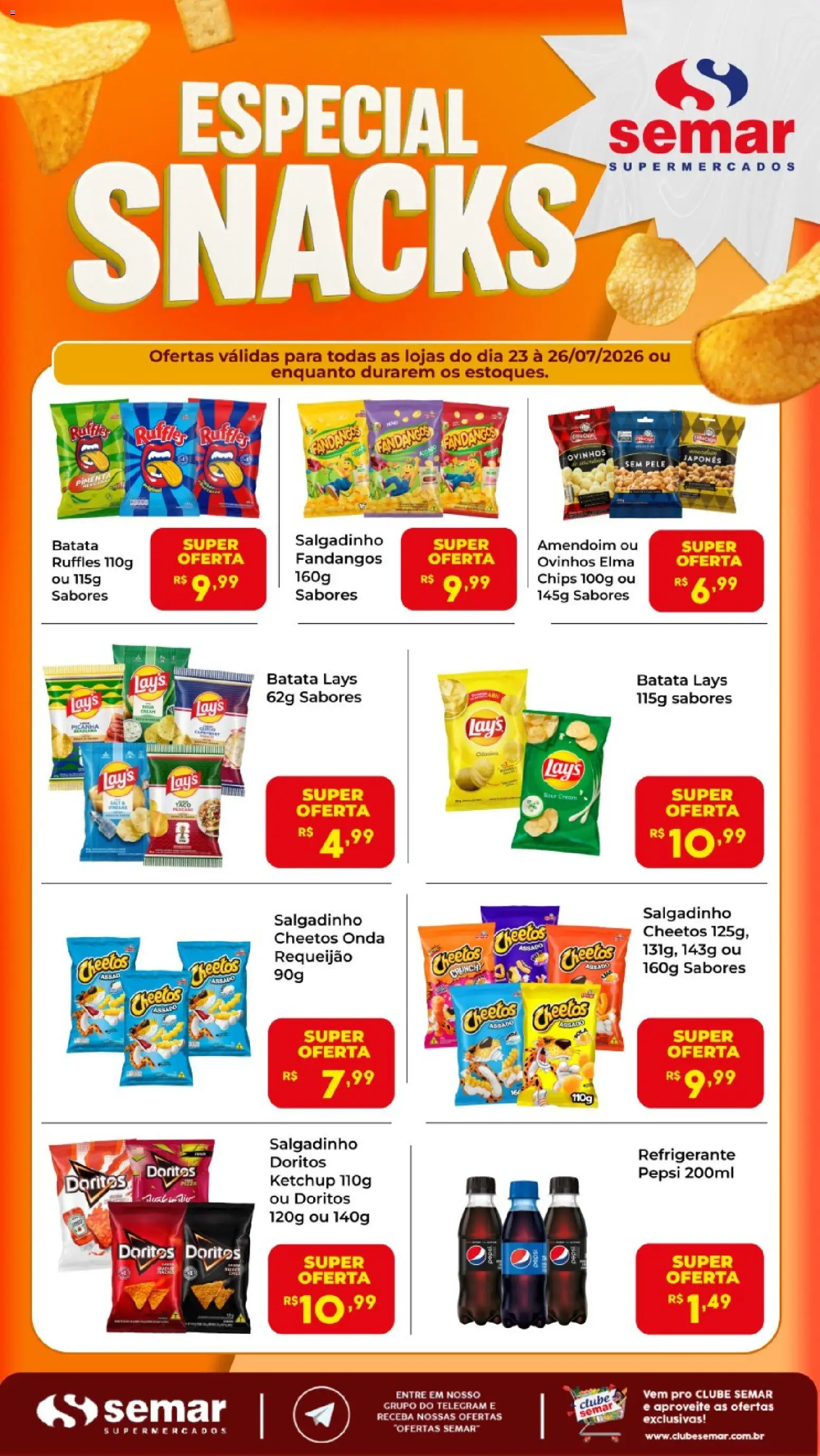 Semar Supermercado Folheto - válido de 23/07/2026 | Página: 1 | Produtos: Pimenta, Picanha, Cheetos, Refrigerante