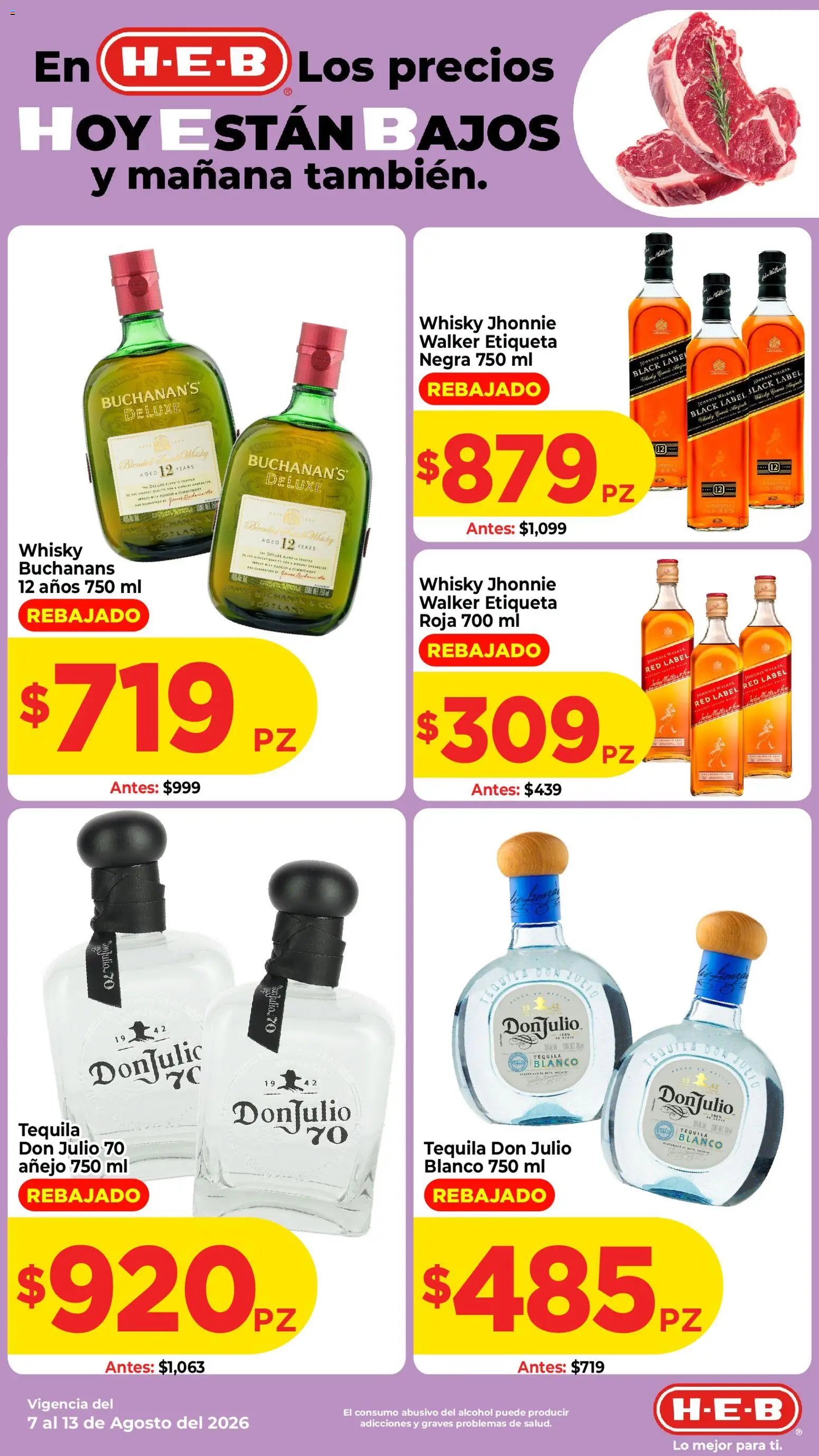 Nuevas ofertas de H-E-B válidas en toda la República Mexicana desde el 07/08/2026. ¡Encuentra las mejores ofertas en H-E-B folleto! | Página: 2 | Productos: Tequila, Alcohol, Whisky