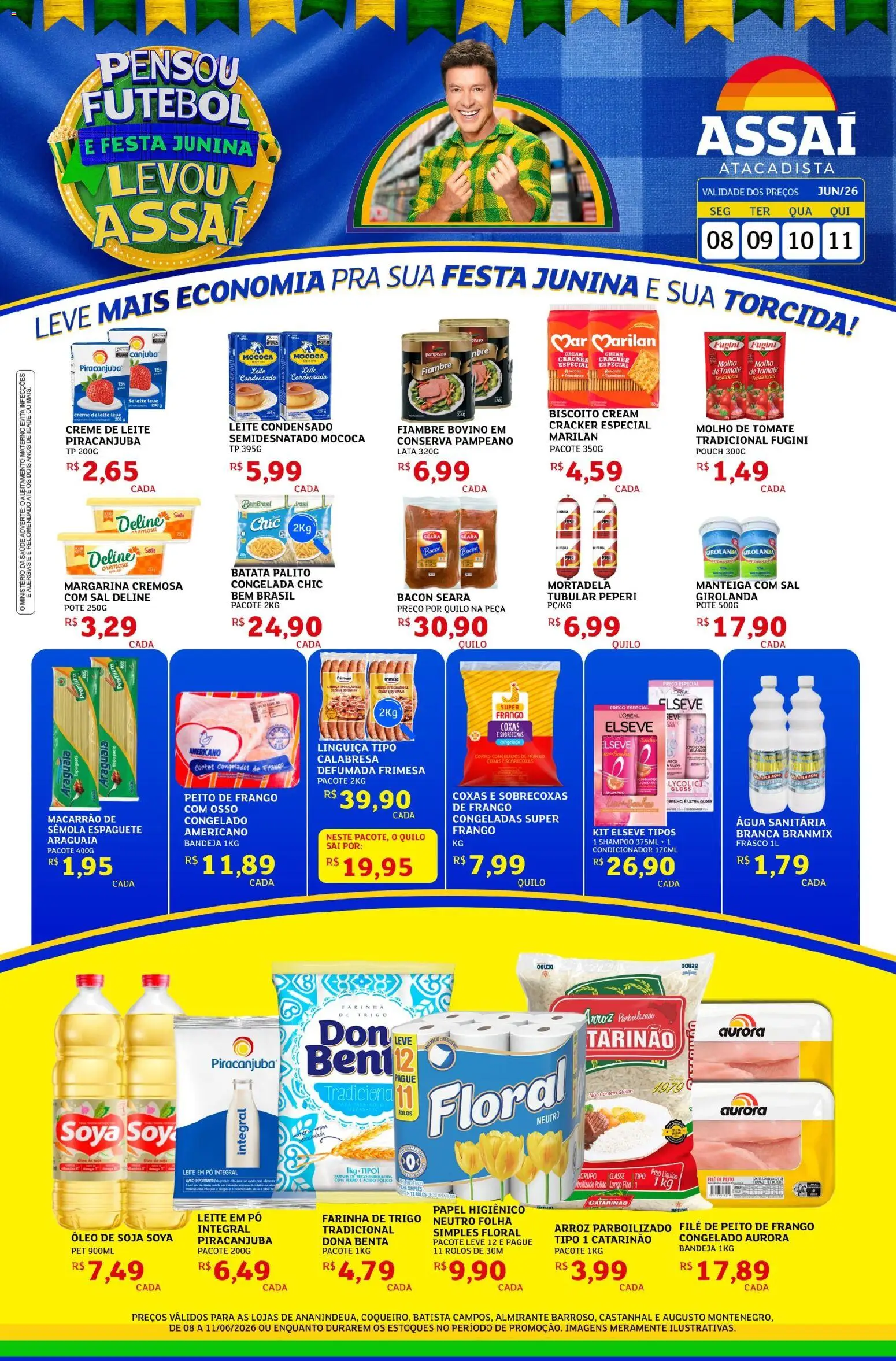 Assaí Atacadista Folheto - válido de 08.06.2026 | Página: 1 | Produtos: Creme, Frango, Papel higiênico, Peito de frango