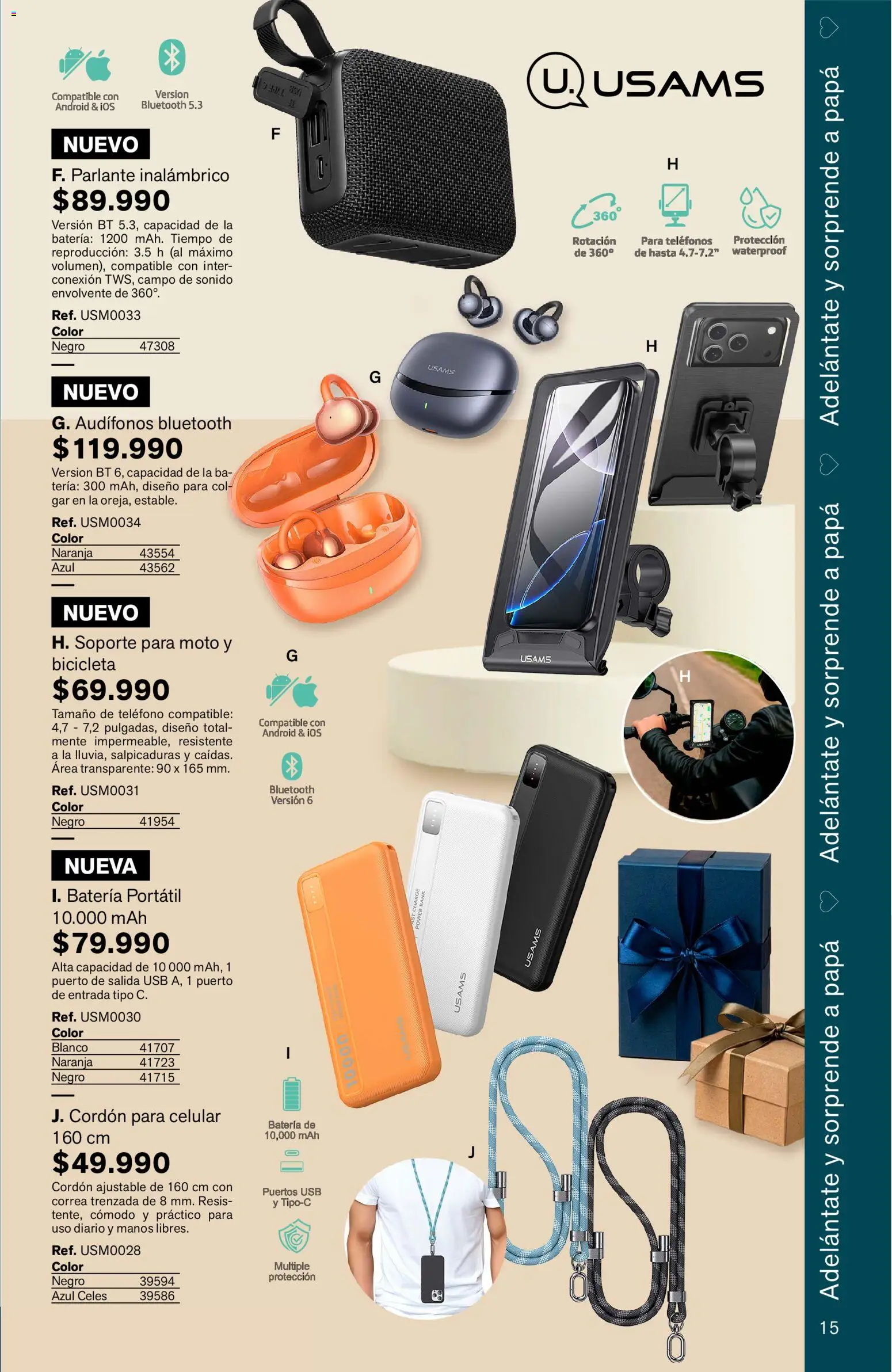 Leonisa revista - valida desde el 15.05.2026 | Página: 15 | Productos: Teléfono, Audífonos, Usb, Papa