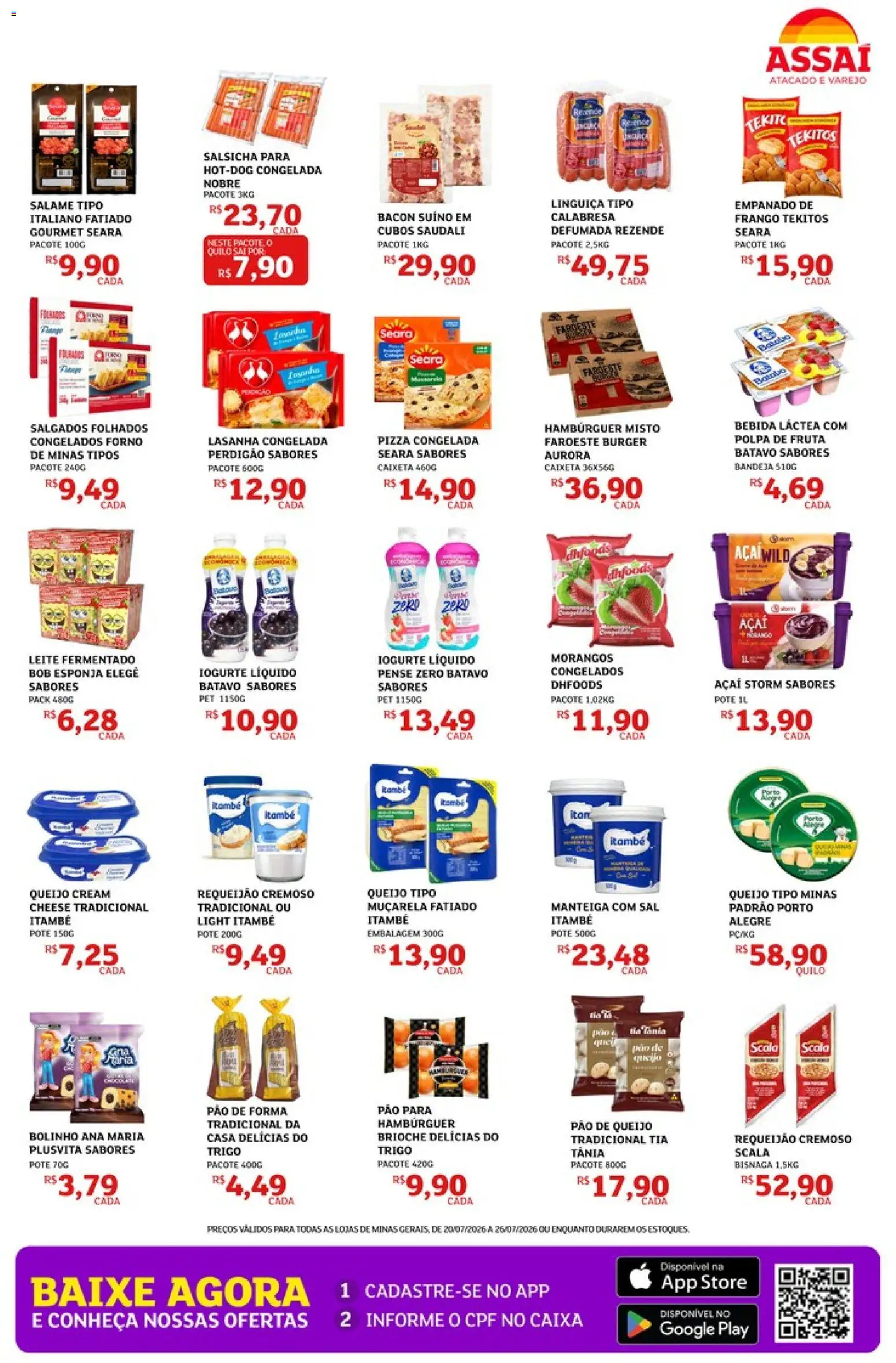 Assaí Atacadista Folheto - válido de 20/07/2026 | Página: 3 | Produtos: Salsicha, Caixa, Pão de forma, Requeijão