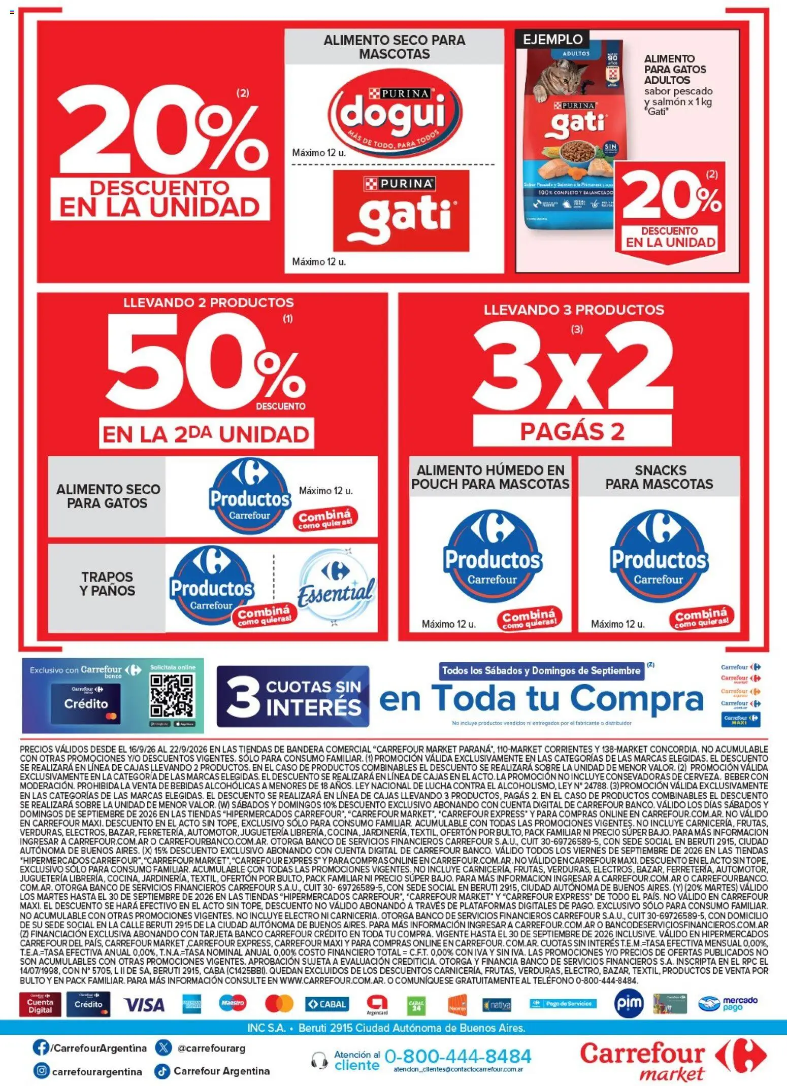 Carrefour Market - Market Corrientes │ válido desde el 16/09/2026 | Página: 6 | Productos: Teléfono, Sobre, Pescado, Snacks