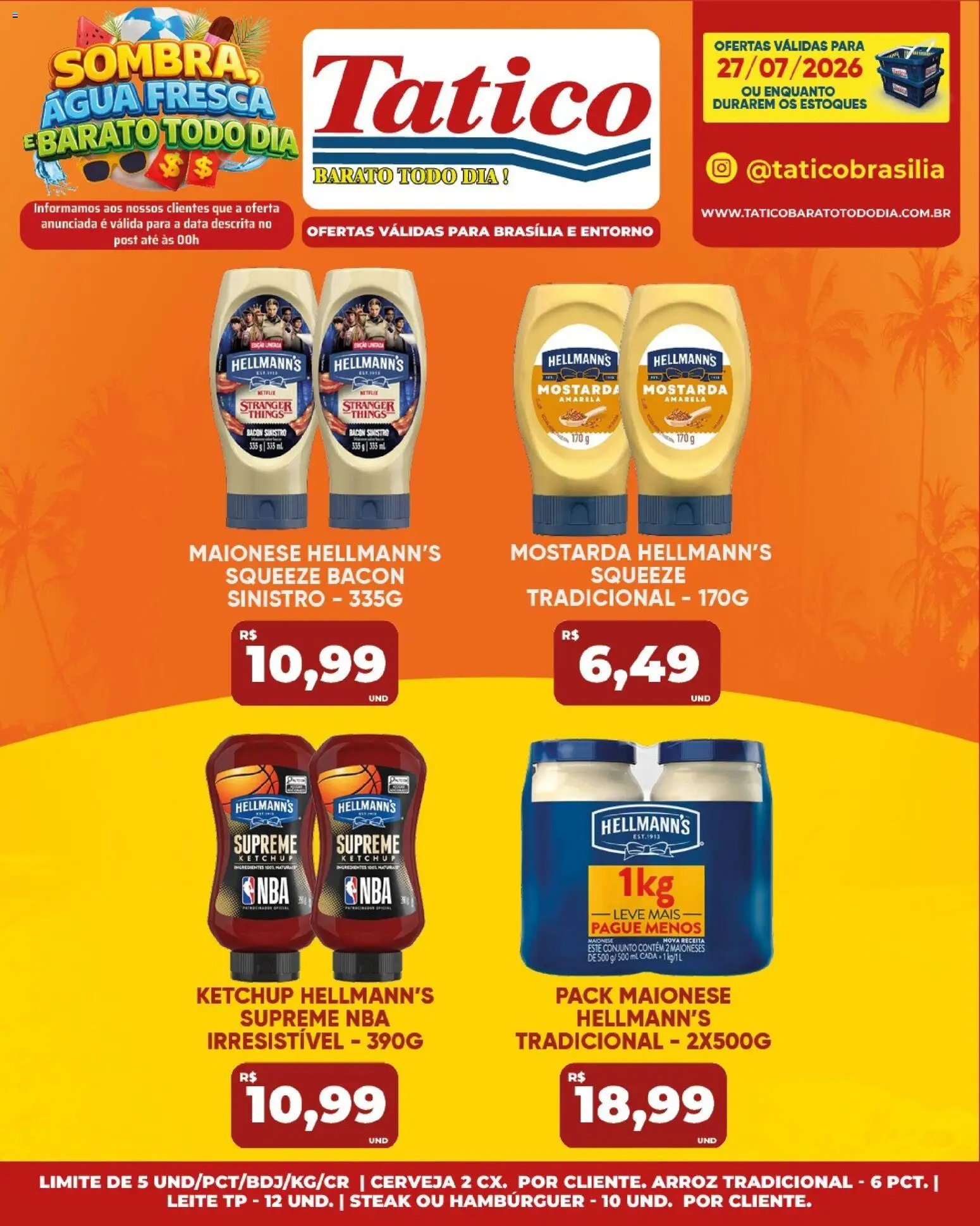 Tatico Folheto - válido de 28/07/2026 | Página: 39 | Produtos: Leite, Cerveja, Arroz, Hambúrguer