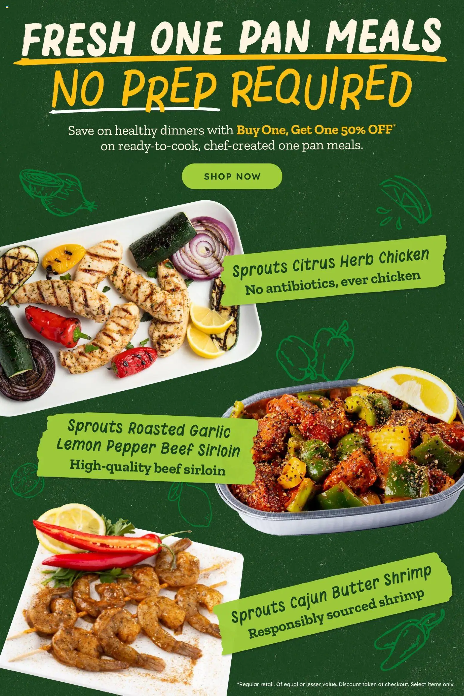 Sprouts Weekly Ad - valid from 08/26/2026 | Page: 3 | Products: Shrimp, Chicken, Pepper, Beef sirloin