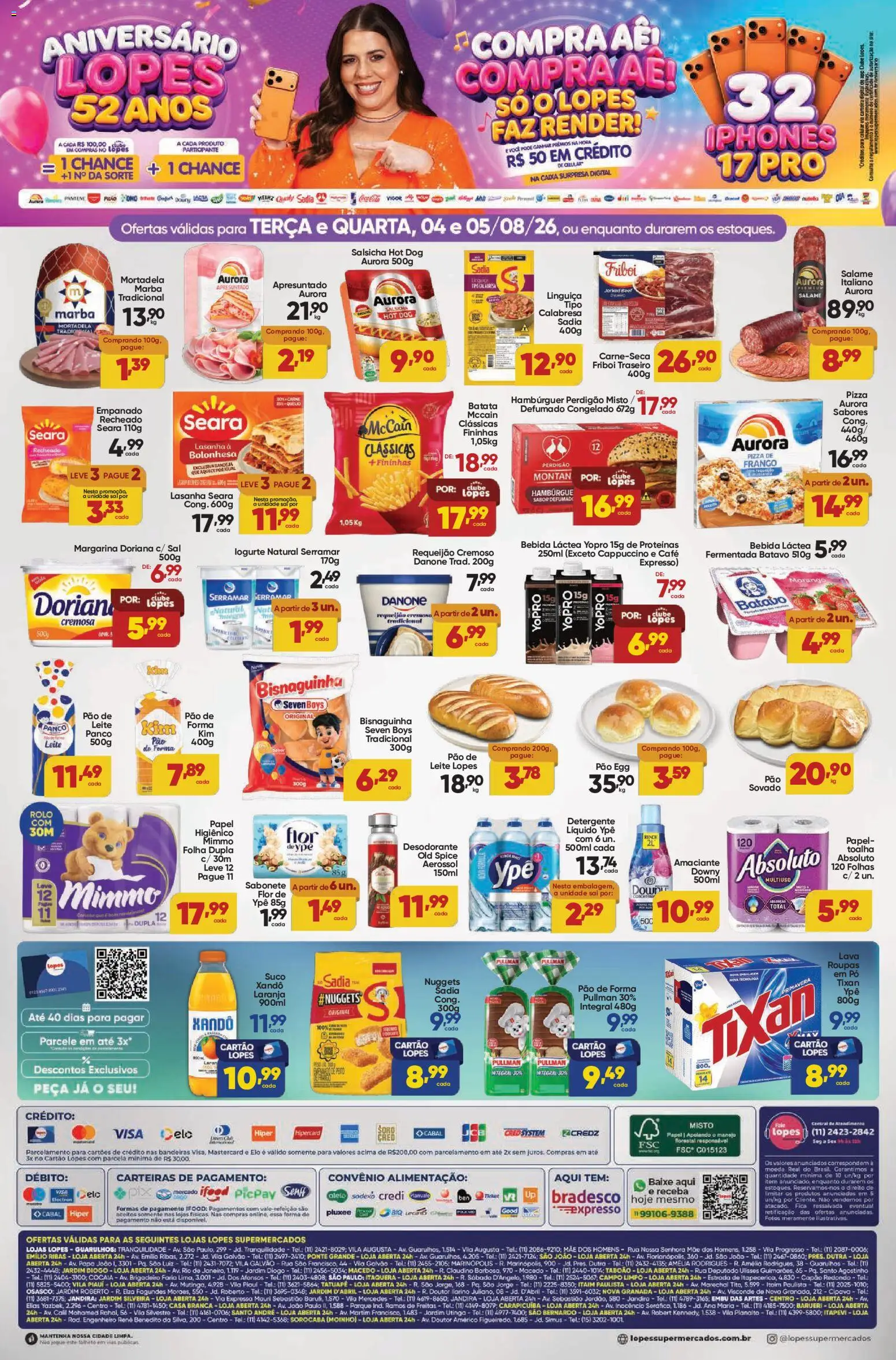 Lopes Supermercados Folheto - válido de 04/08/2026 | Página: 2 | Produtos: Desodorante, Suco, Pão de forma, Margarina