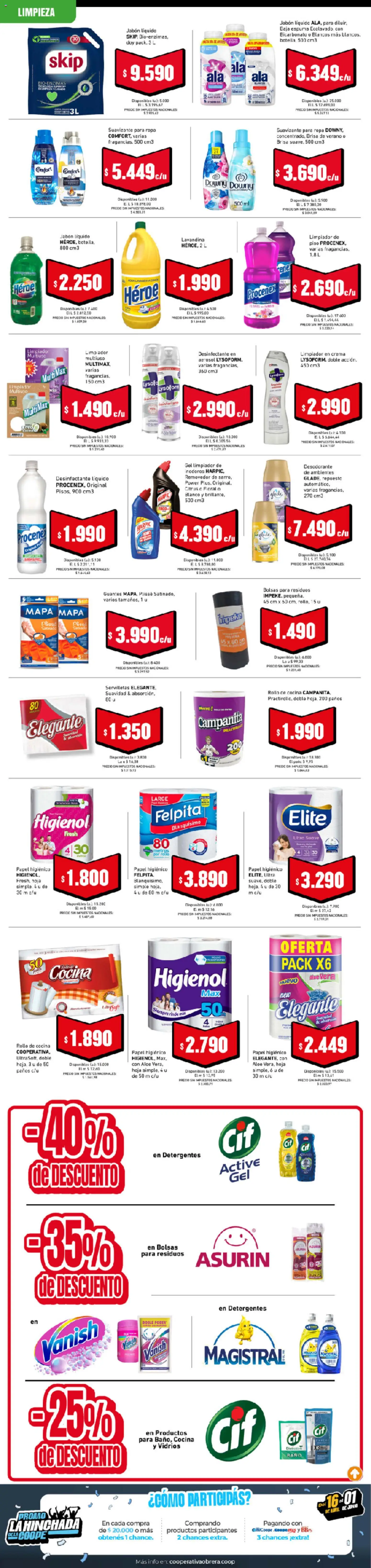 Cooperativa Obrera catálogo │ válido desde el 07.05.2026 | Página: 7 | Productos: Servilletas, Jabón líquido, Guantes, Suavizante