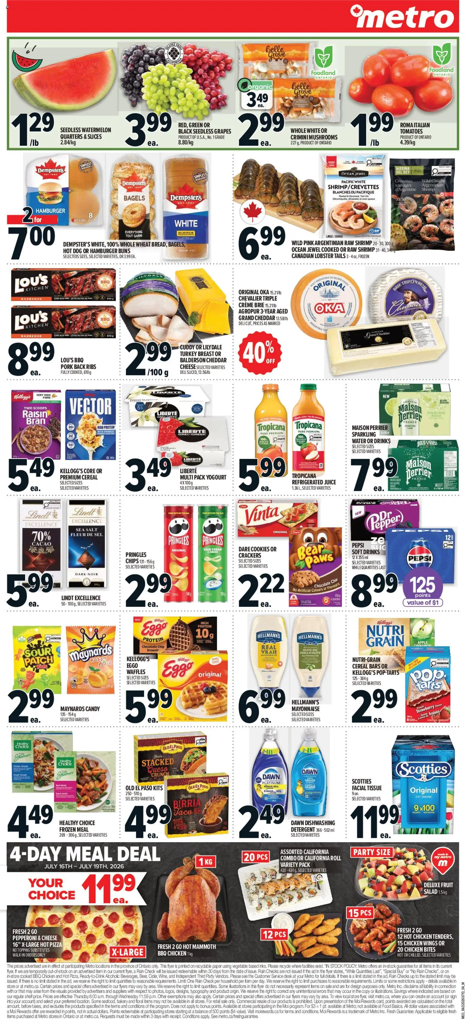Metro flyer valid from Jul 16, 2026 | Page: 12 | Products: Chips, Cream, Turkey, Shelf