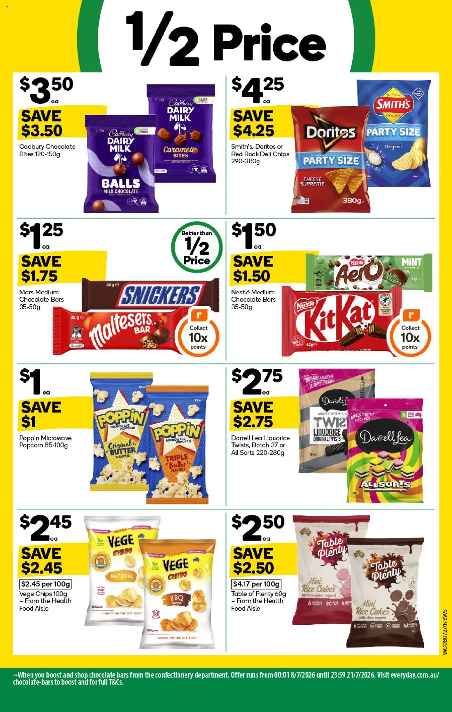 Woolworths catalogue - valid from 08/07/2026 | Page: 5 | Products: Milk, Chocolate, Chips, Popcorn