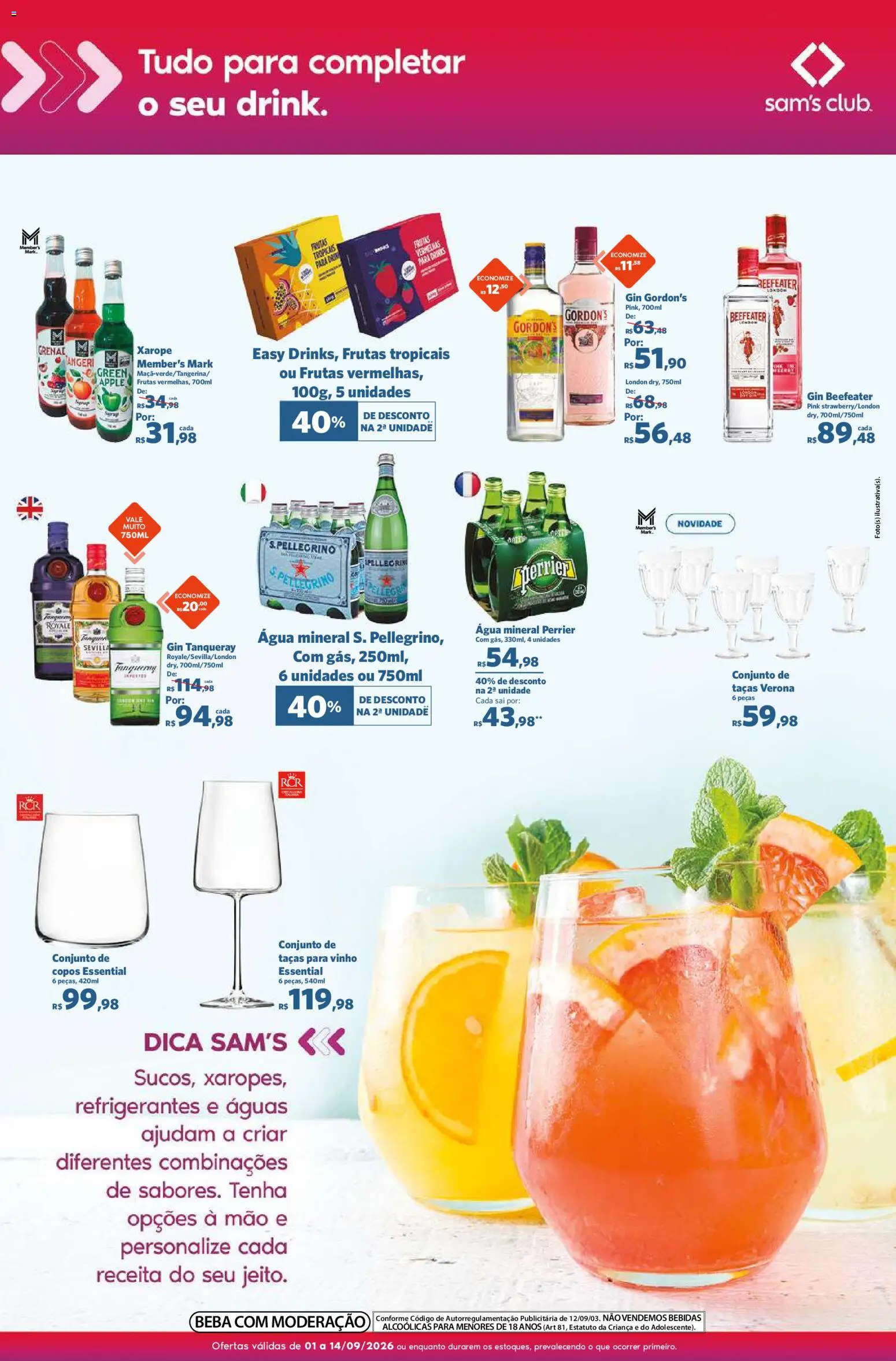 Sam's Club Folheto - válido de 01/09/2026 | Página: 5 | Produtos: Vinho, Gin Beefeater, Água mineral, Frutas tropicais