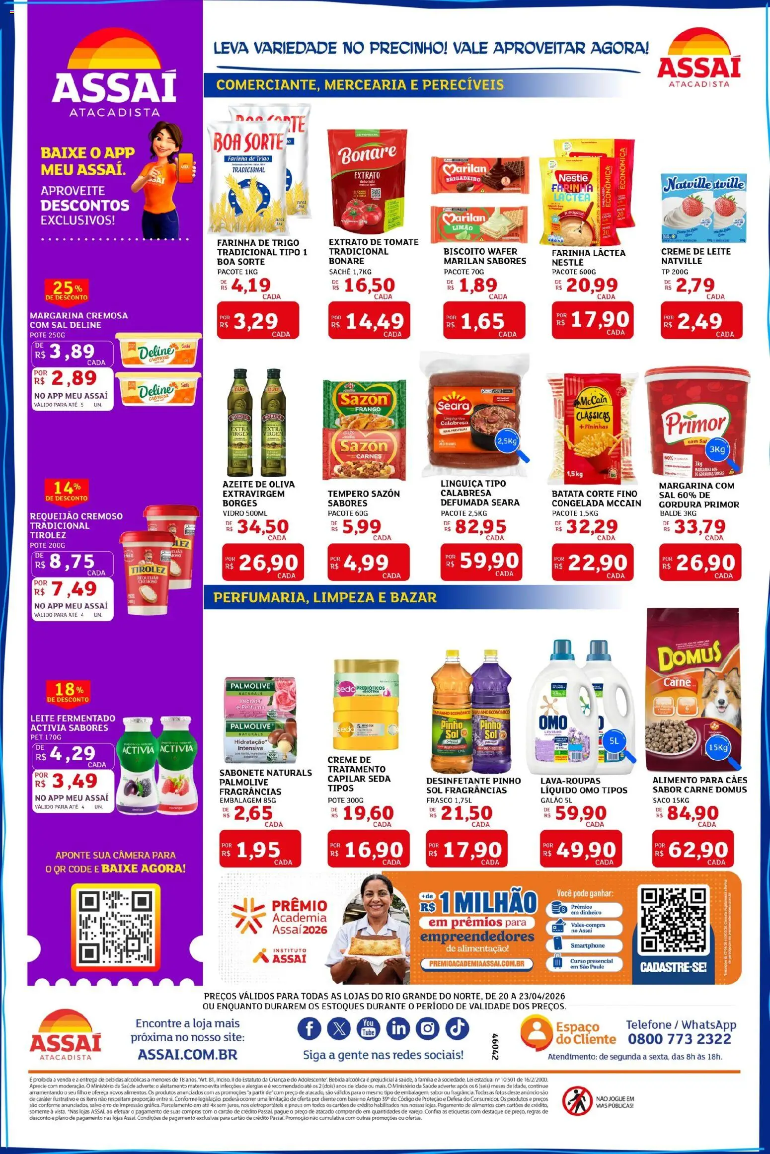 Assaí Atacadista Folheto - válido de 20.04.2026 | Página: 2 | Produtos: Carne, Telefone, Desinfetante, Margarina
