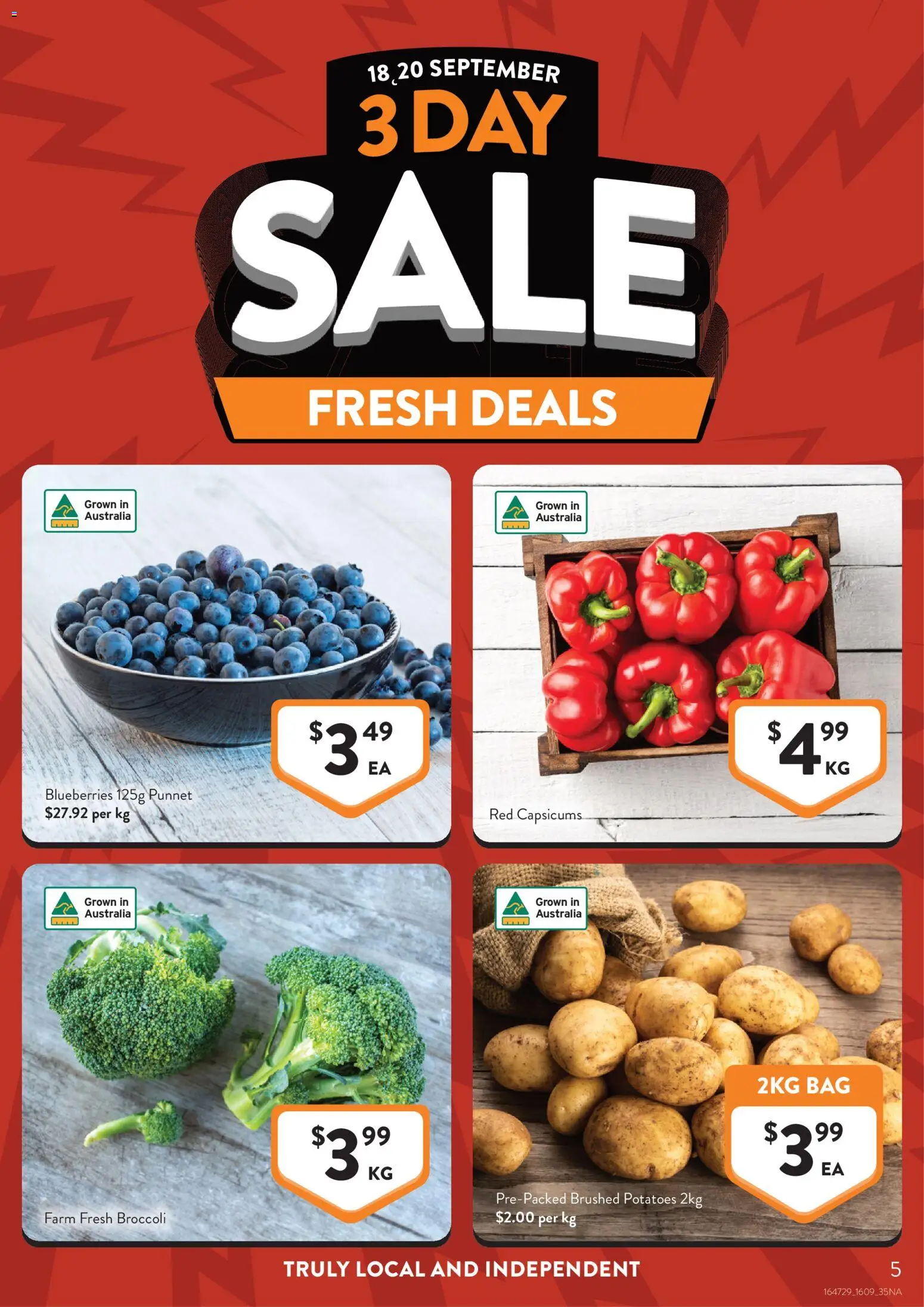 Foodworks catalogue - valid from 16/09/2026 | Page: 5 | Products: Broccoli, Potatoes, Blueberries, Bag