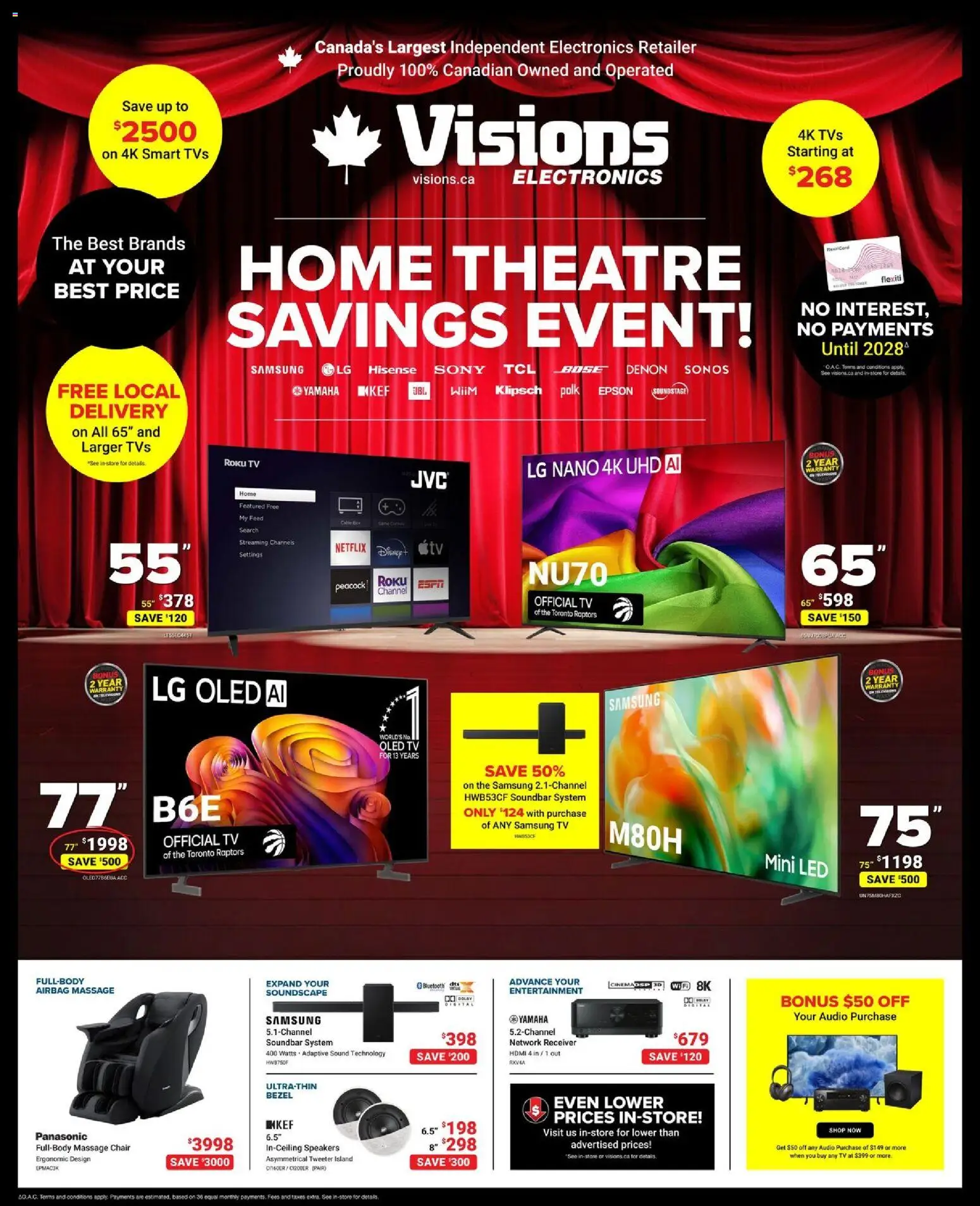 Visions flyer valid from Sep 18, 2026 | Page: 1 | Products: Audio, Massage chair, Soundbar, Chair
