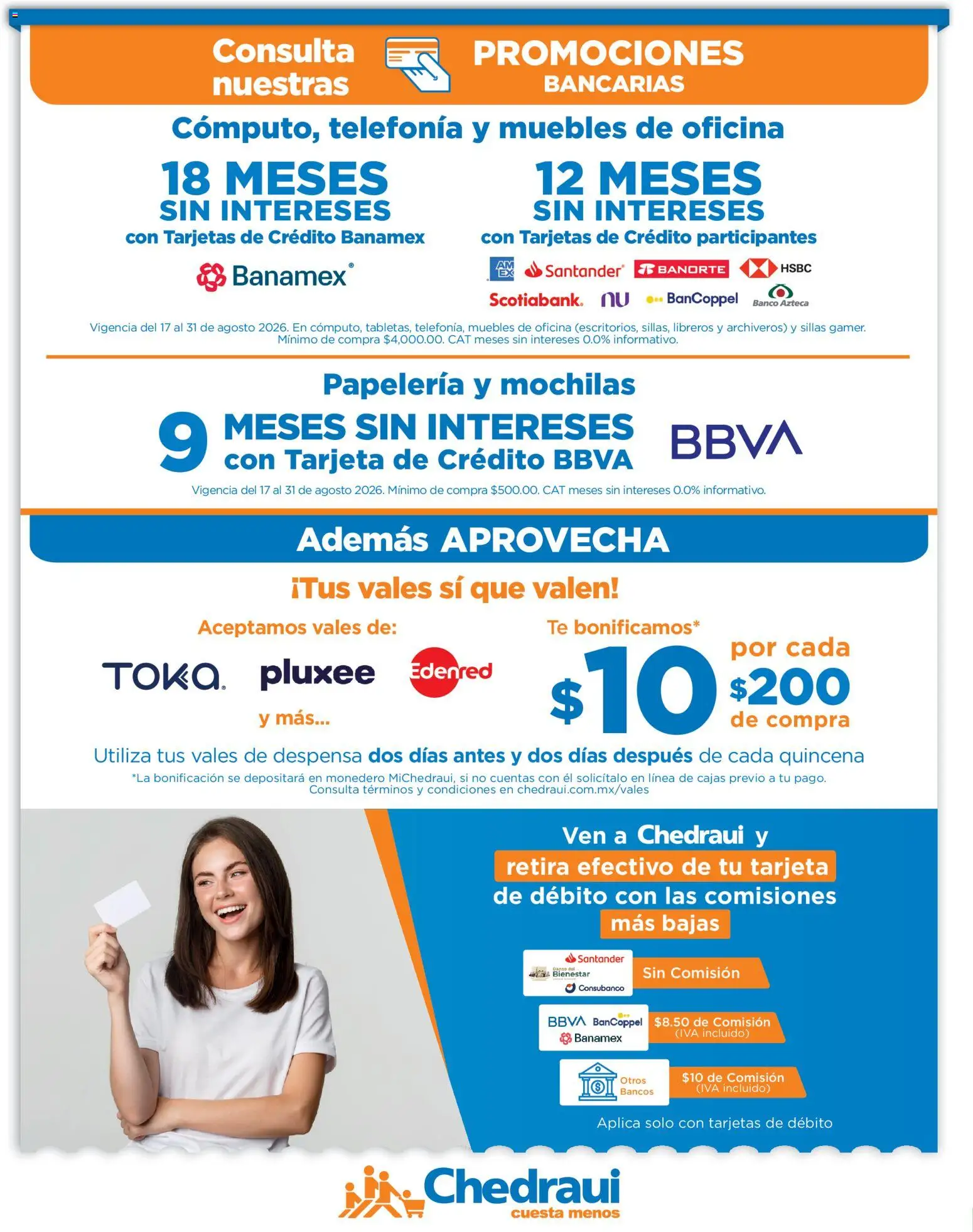 Nuevas ofertas de Chedraui válidas en toda la República Mexicana desde el 17/08/2026. ¡Encuentra las mejores ofertas en Chedraui folleto! | Página: 11 | Productos: Monedero, Banco, Despensa, Té