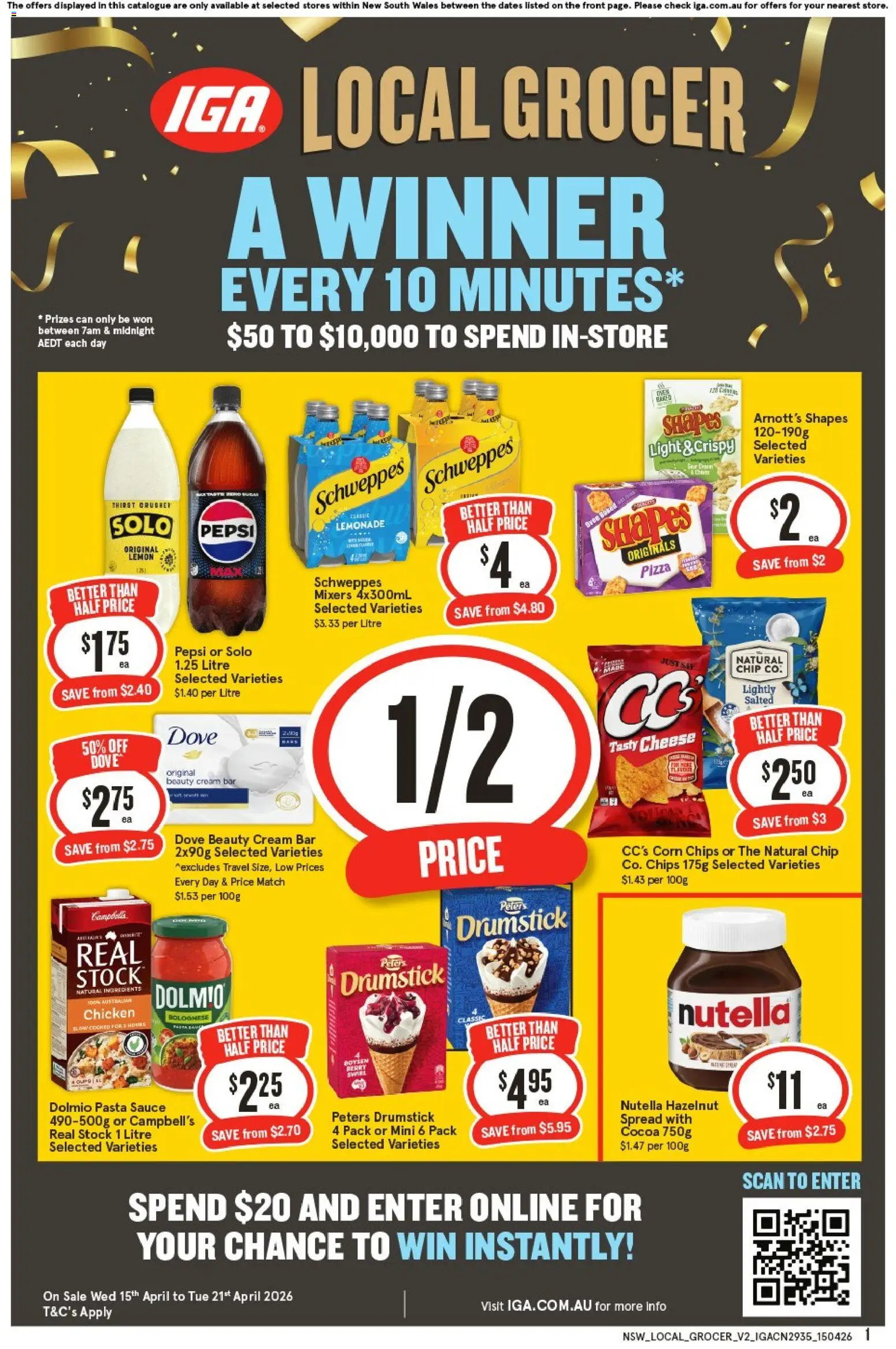 IGA catalogue - valid from 15.04.2026 | Page: 1 | Products: Cocoa, Pizza, Pepsi, Sauce