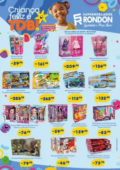 Supermercados Rondon ofertas Crianças - Pré-Visualização do folheto da loja Supermercados Rondon, válido de 28/09/2026 | Página: 1 | Produtos: Boneca, Carrinho, Massa, Monster