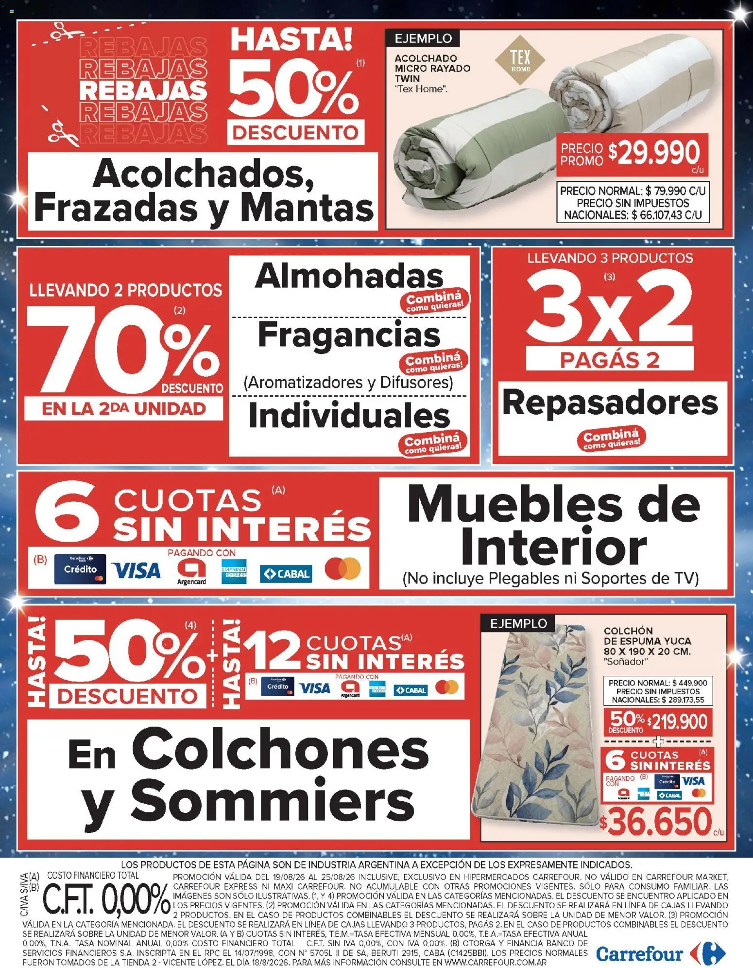 Carrefour ofertas │ válido desde el 19/08/2026 | Página: 24 | Productos: Acolchado, Colchón, Sobre, Espuma