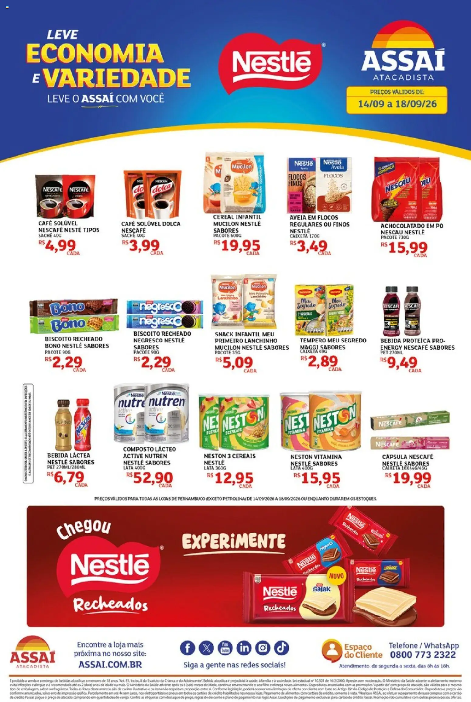 Assaí Atacadista Folheto - válido de 14/09/2026 | Página: 1 | Produtos: Nescau, Bebidas, Café, Mucilon