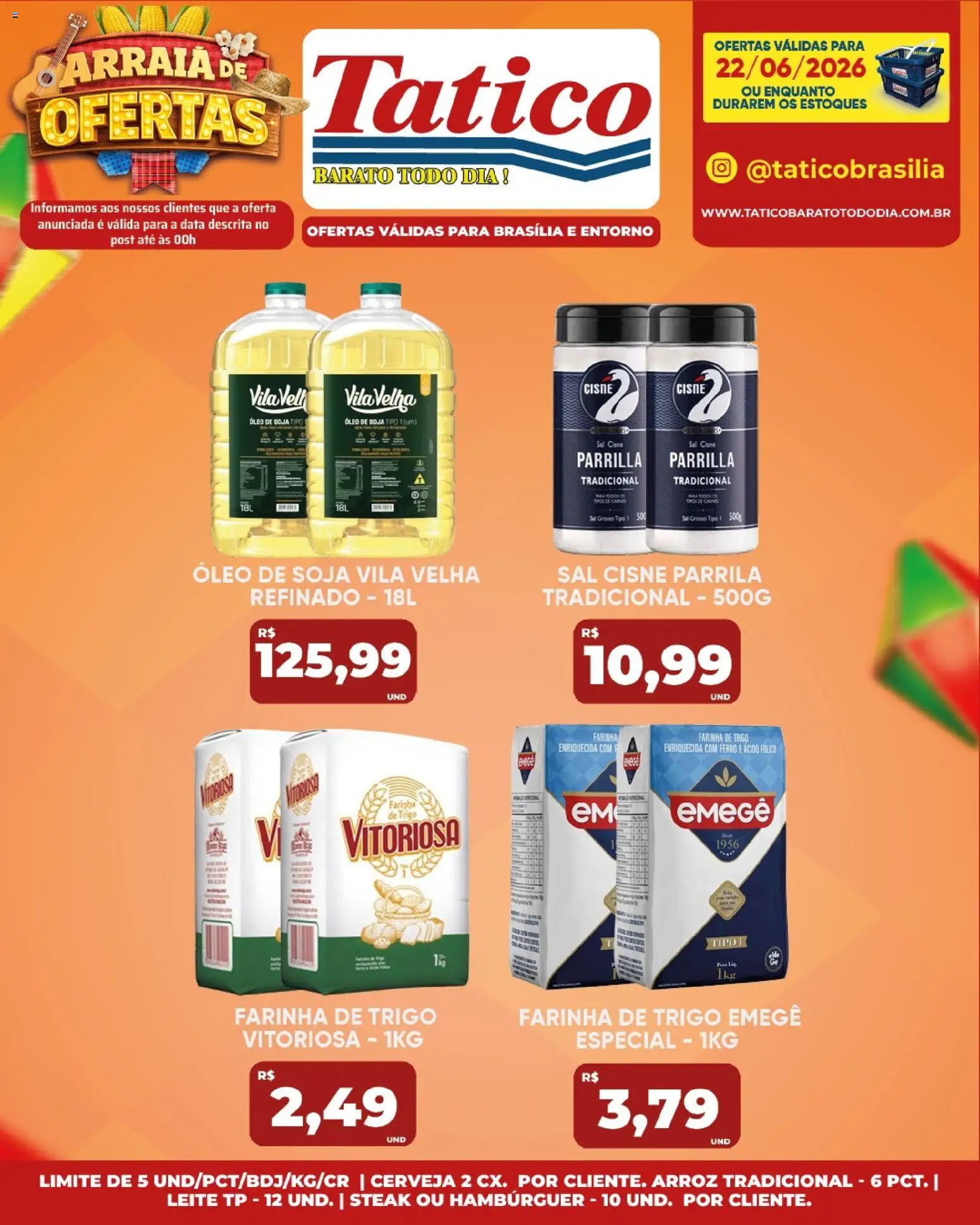 Tatico Folheto - válido de 23/06/2026 | Página: 38 | Produtos: Ferro, Farinha de trigo, Óleo, Hambúrguer