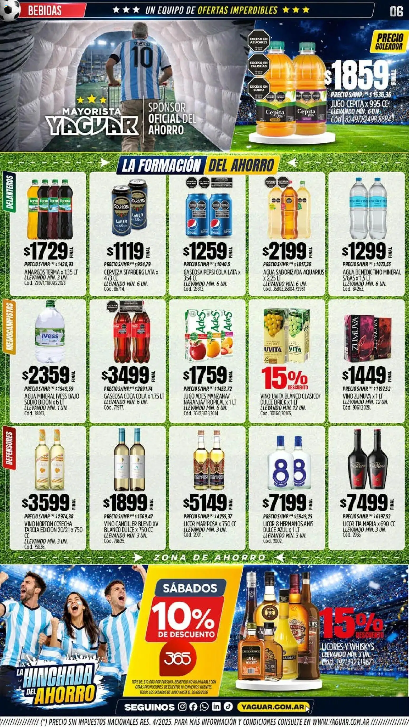 Yaguar catálogo │ válido desde el 01.06.2026 | Página: 6 | Productos: Whisky, Bidón, Gaseosa, Agua