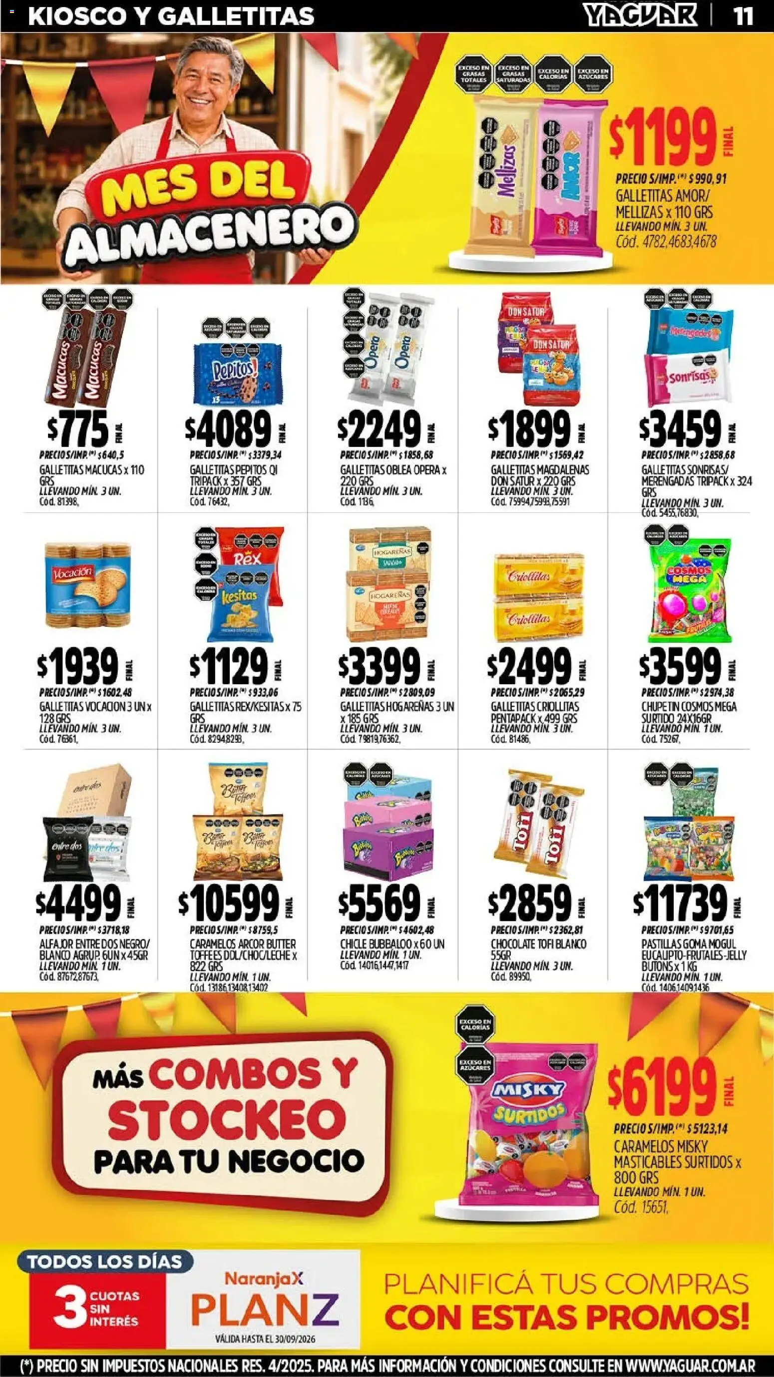 Yaguar - Oferta Semanal Mendoza │ válido desde el 28/09/2026 | Página: 11 | Productos: Galletitas, Chocolate, Chicle, Alfajor