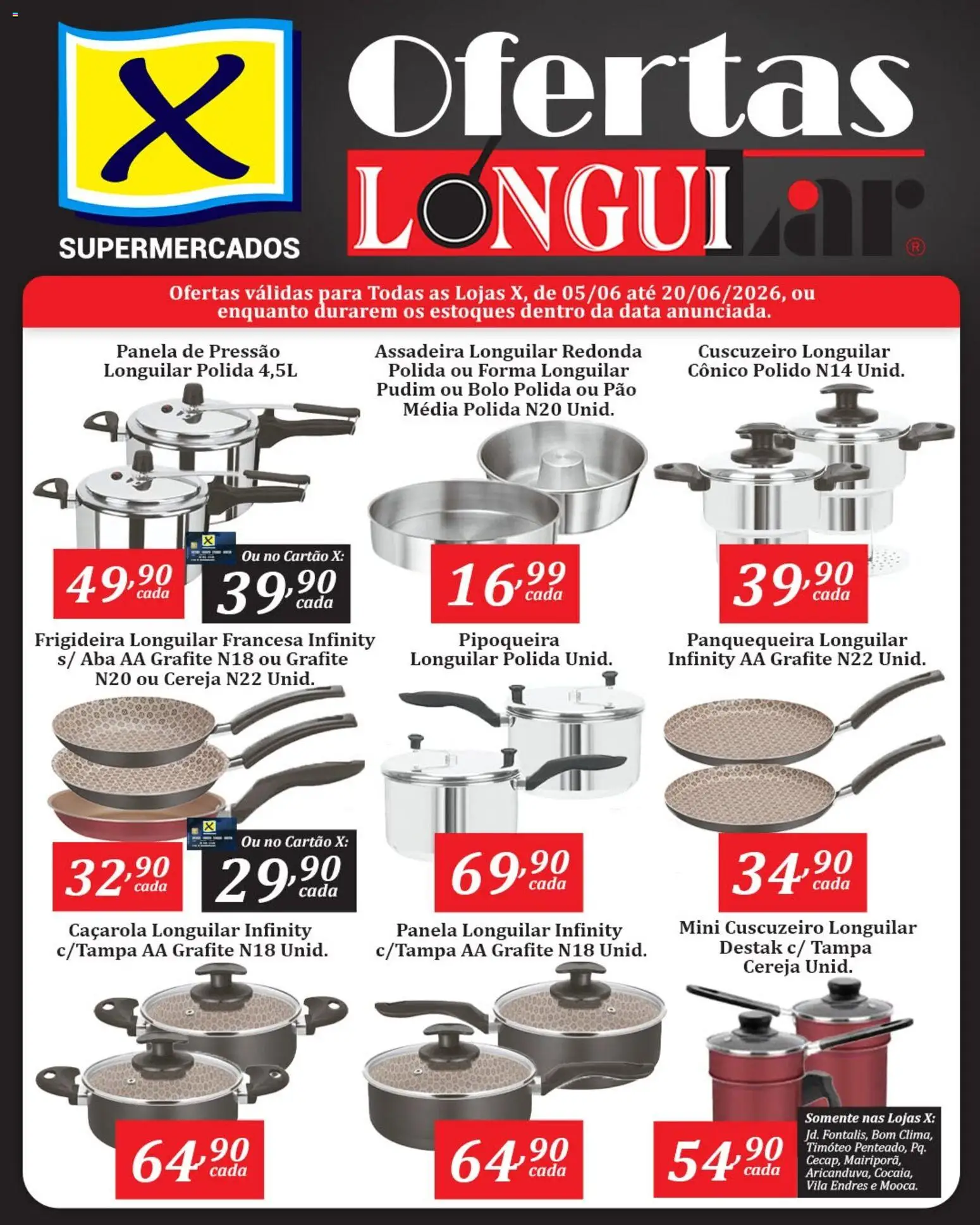 X Supermercados Folheto - válido de 05.06.2026 | Página: 1 | Produtos: Cereja, Caçarola, Panela de pressão, Pão