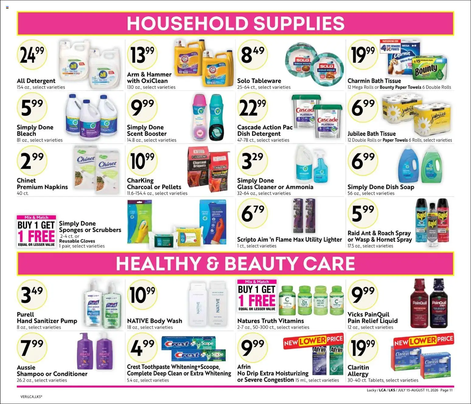 Lucky Supermarkets Online Savings Guide - CA - valid from 07/15/2026 | Page: 11 | Products: Pump, Bath, Conditioner, Toothpaste