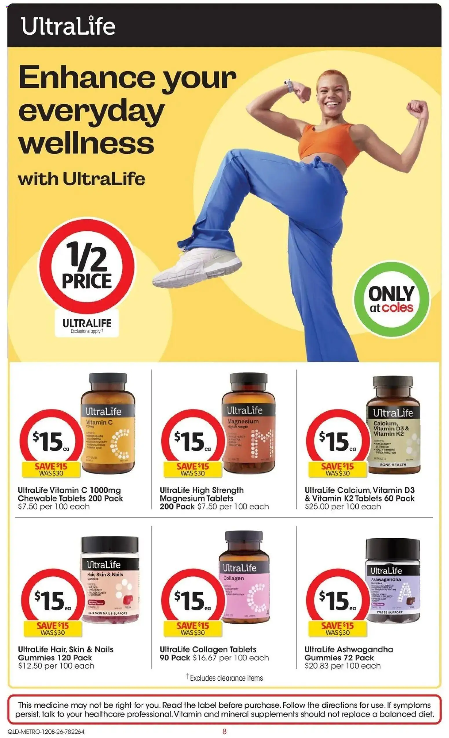 ﻿Coles catalogue valid from 12/08/2026 > Online Australia | Page: 8 | Products: Ashwagandha, Collagen, Tablets, Vitamin