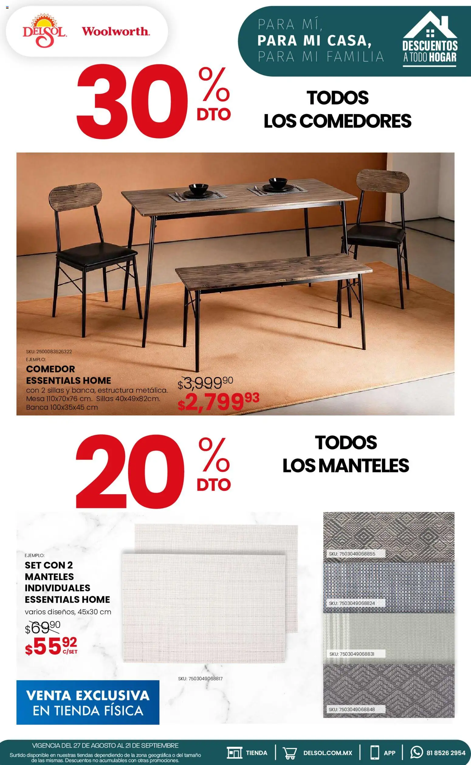 Nuevas ofertas de Del Sol y Woolworth válidas en toda la República Mexicana desde el 27/08/2026. ¡Encuentra las mejores ofertas en Del Sol y Woolworth catálogo! | Página: 18 | Productos: Mesa
