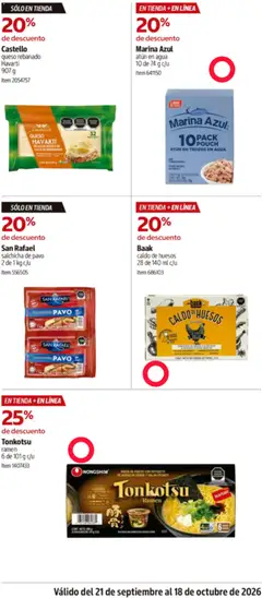 Vista previa de Marina Azul atún en agua, atún en agua 10 de 74 g c/u, nuevo folleto de la tienda, válido en México a partir del 21/09/2026 | Página: 27 | Productos: Salchicha, Queso, Pasta, Pavo